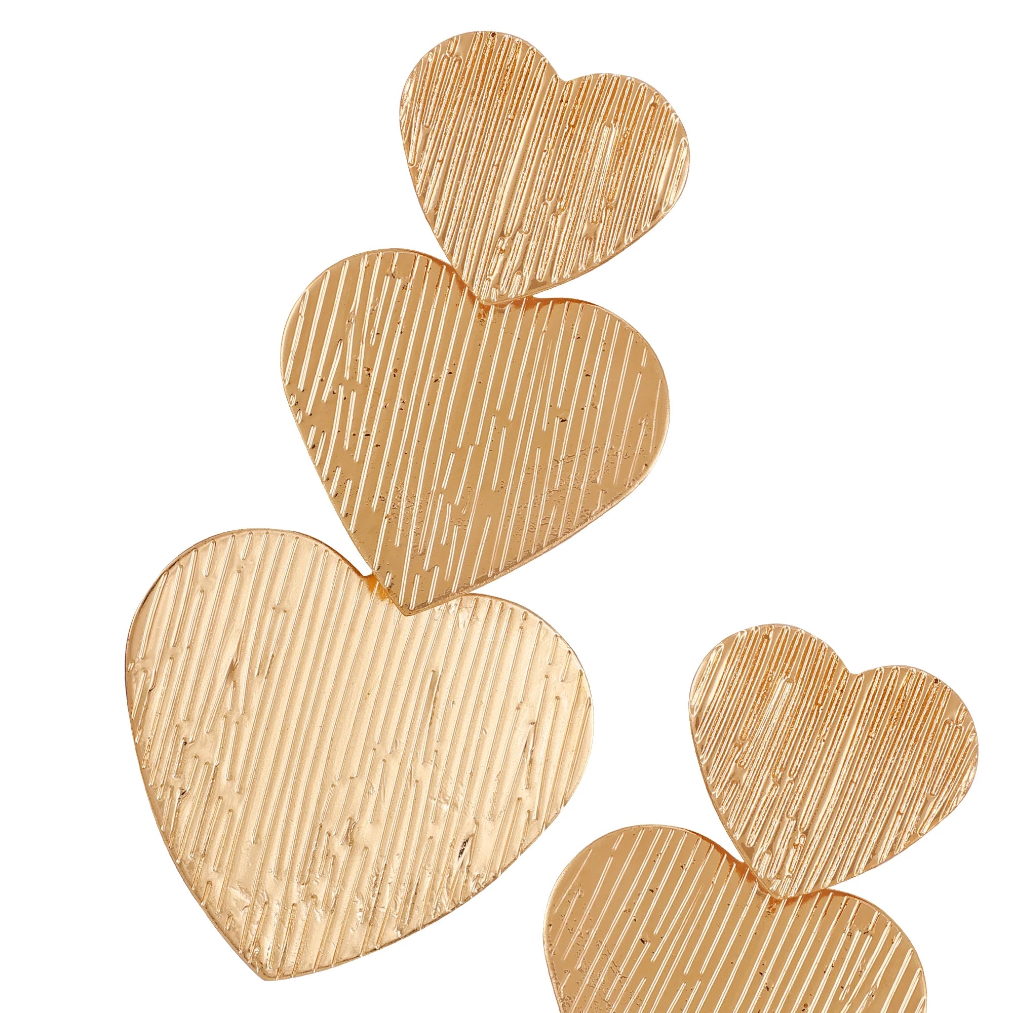 Time and Tru Women's Goldtone Textured Heart Cascading Earrings  |   WTWL1097XA
