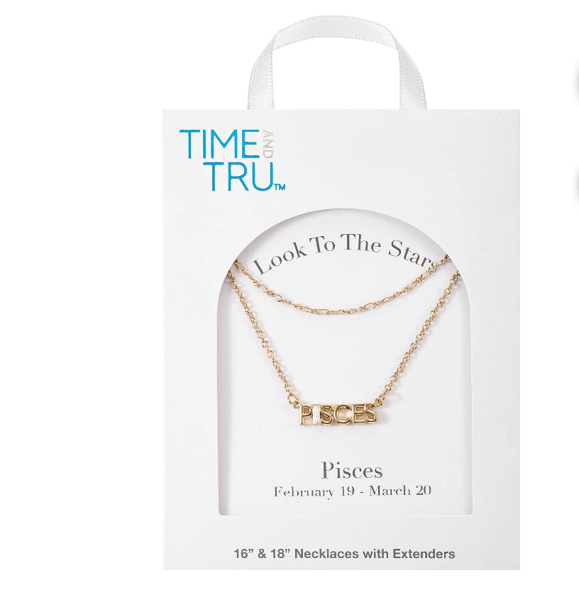 Time and Tru Goldtone Zodiac Necklace Set, 2 Pieces, Pisces | WTWL533XA
