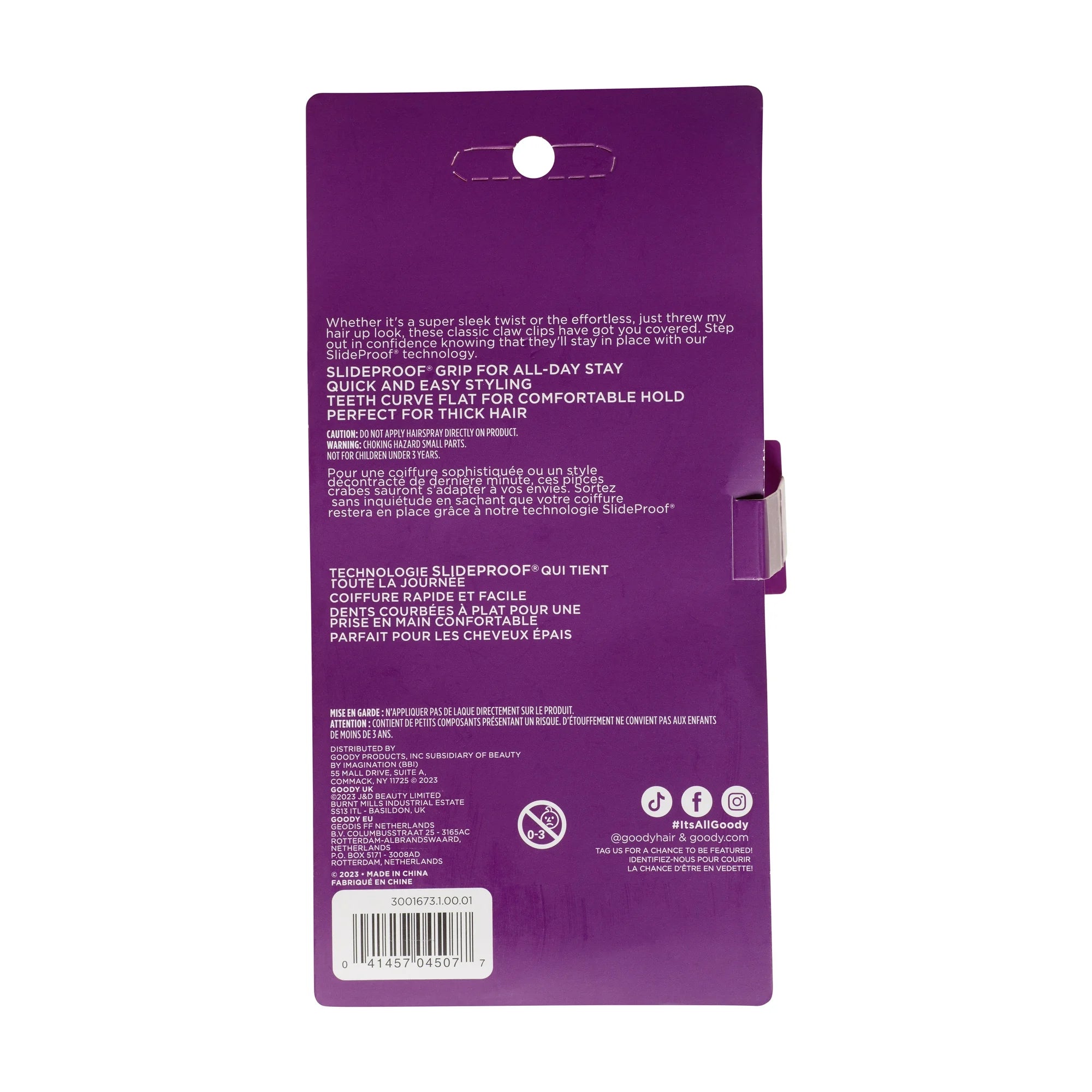 Goody Large Claw Clips,Slideproof Grip, 2Ct, Black & Tortoise Print  |  WTWL1115XA