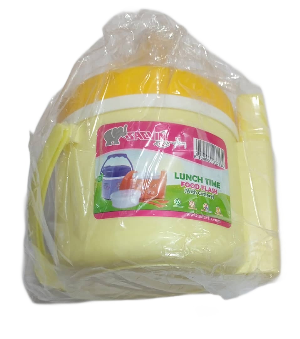 Adorable Sacvin Everyday Kids Lunch Time Jr (TK) Food Flask With Cutlery Box, Yellow | SVN5b