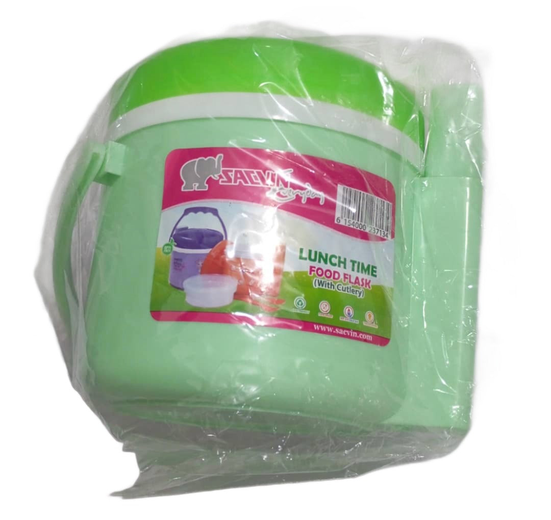 Unque Design Sacvin Everyday Kids Lunch Time Jr (TK) Food Flask With Cutlery Box, Green | SVN5f