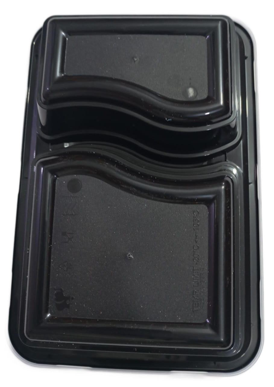 Two-Compartment Container Plain Transparent Cover with Black Bottom (TK) l SVN16a