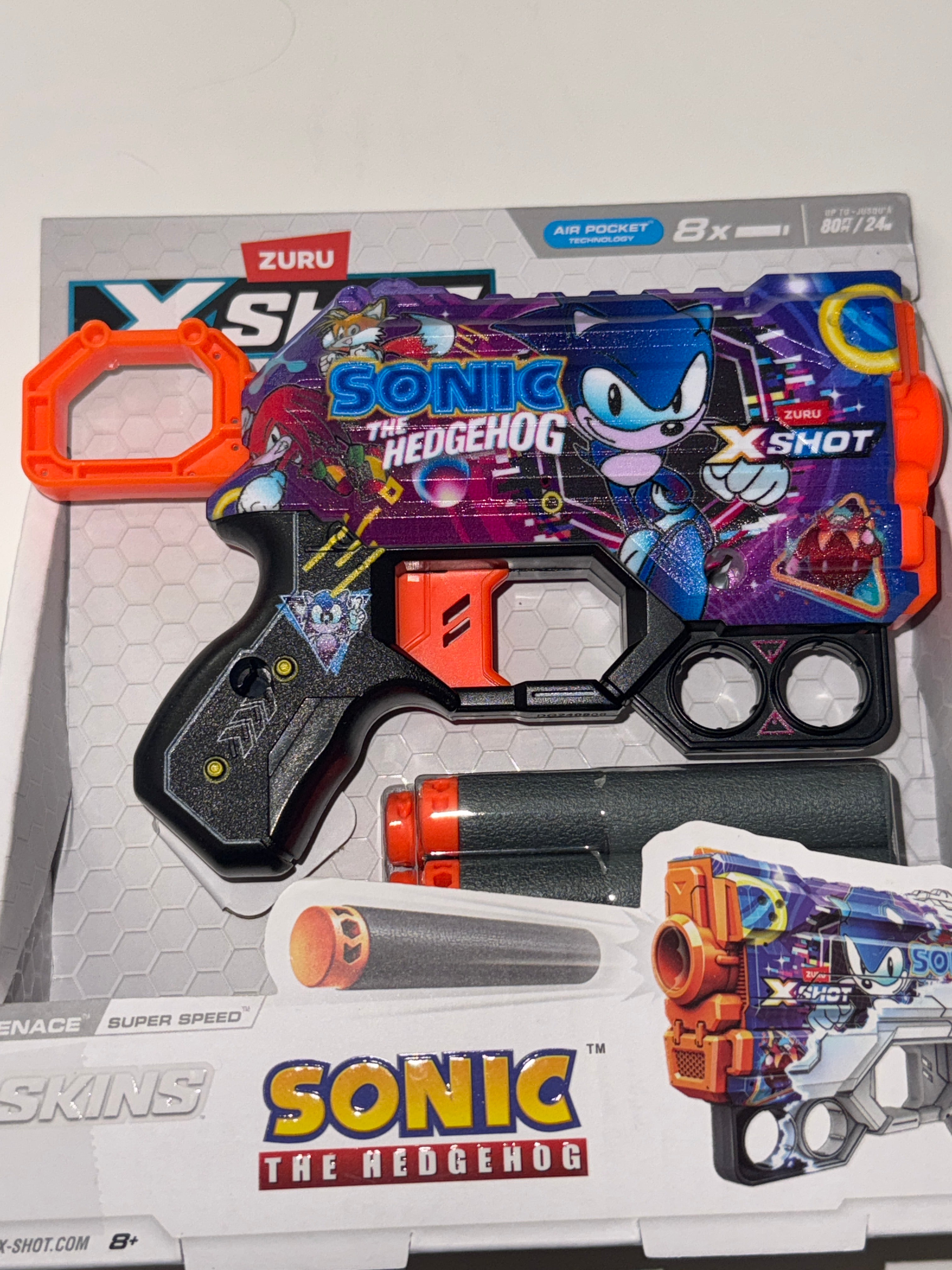 XSHOT Skins Menace Blaster - Sonic Superspeed Skin (8 Darts) by ZURU, For Ages 8+ | WTWL179XC