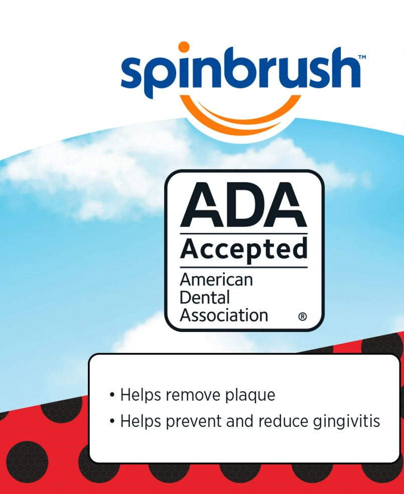 Miraculous Ladybug Spinbrush Kids Electric Toothbrush, Battery-Powered, Soft Bristles, Ages 3+ | WTWL550XA