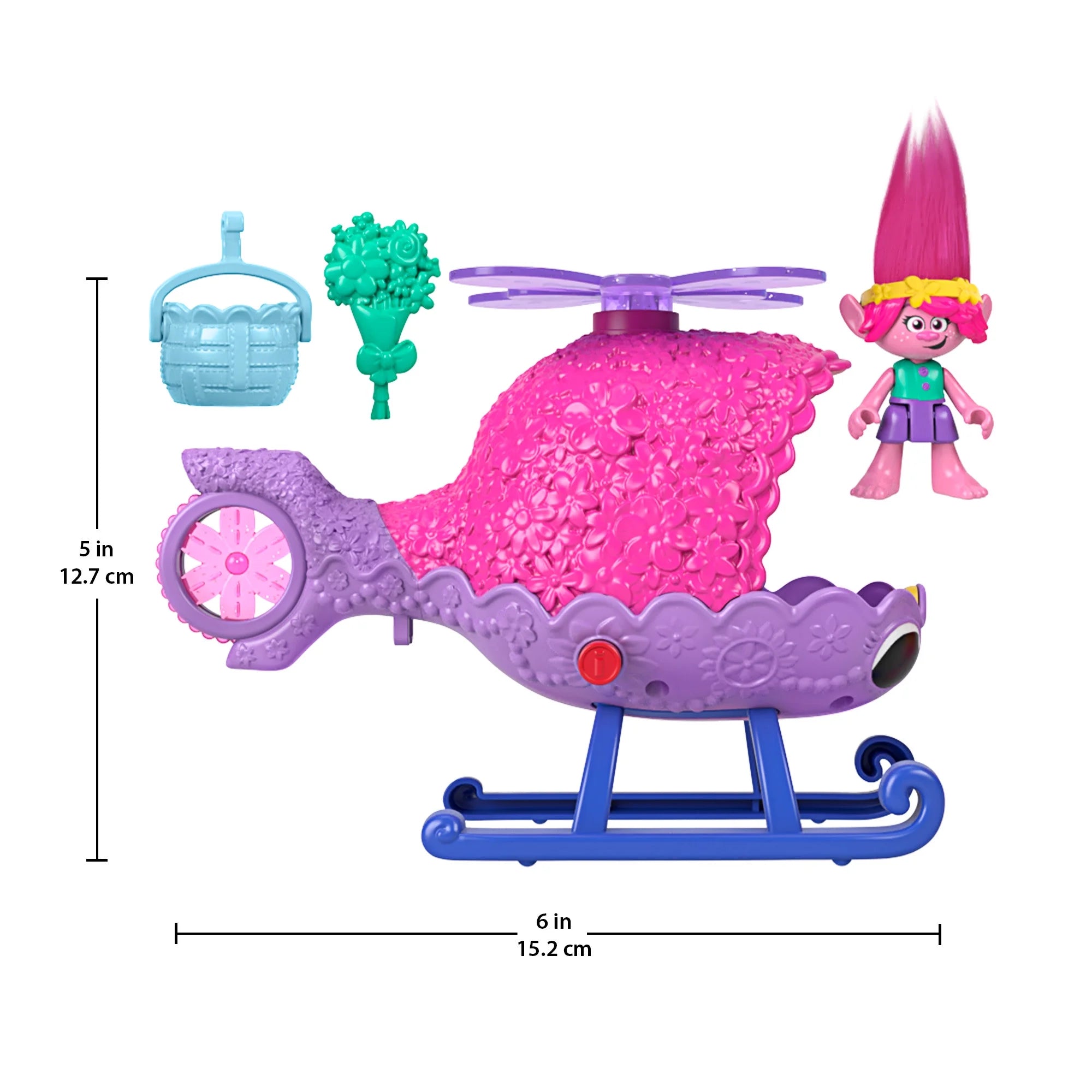 Imaginext Dreamworks Trolls Poppy Figure And Toy Helicopter For Preschool Pretend Play, 4 Pieces  |   WTWL760XA