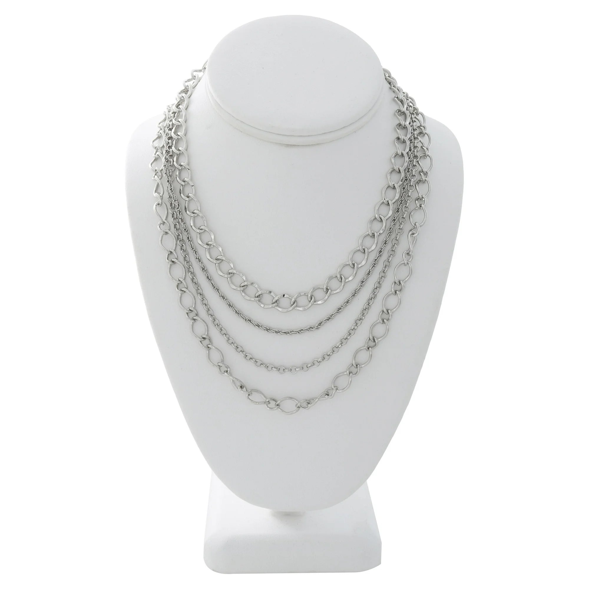 Time and Tru 4 Piece Silver Tone Chain Necklace Set | WTWL323XA