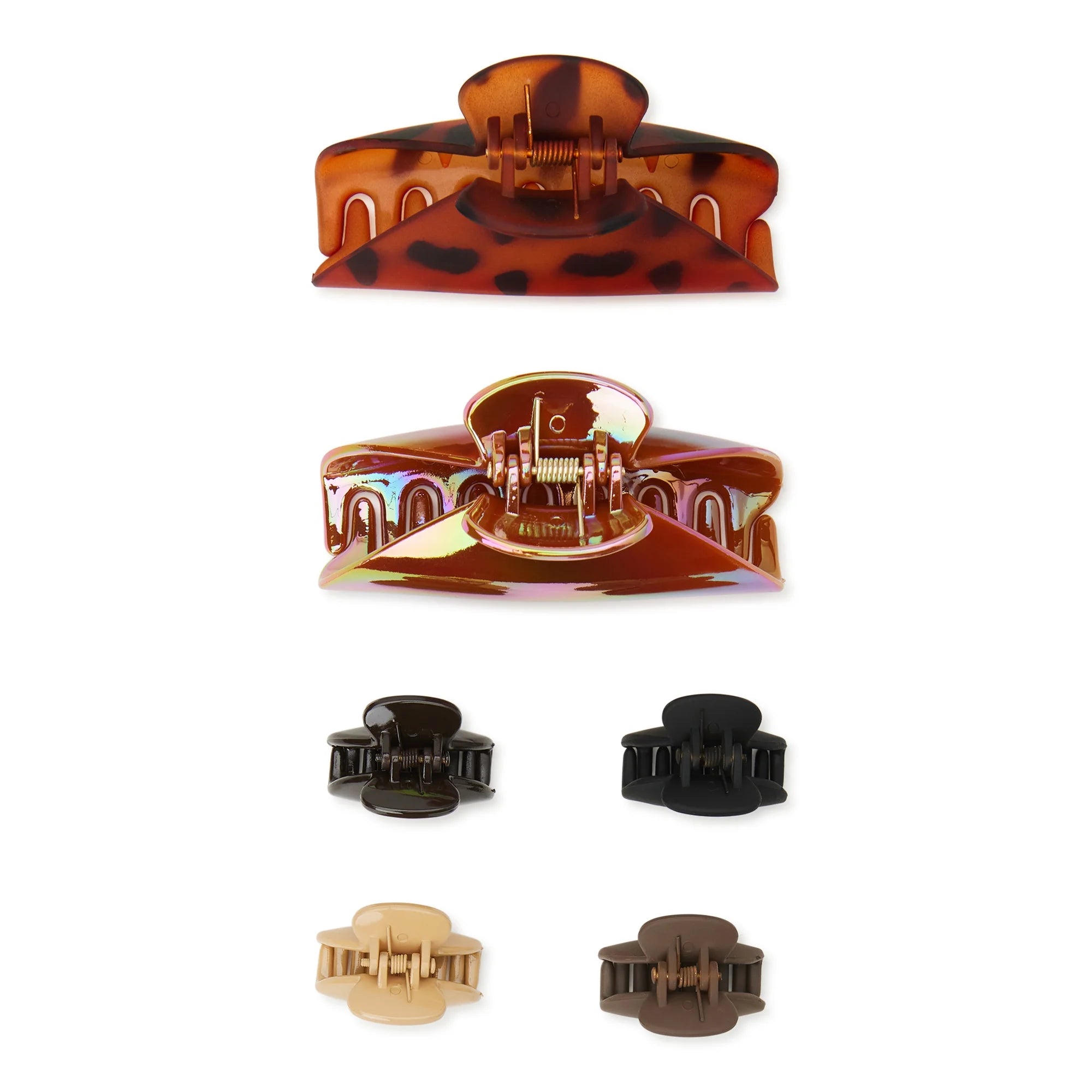 Time and Tru Women's Hair Claw Clip 6-Pack Set Brown Black |  WTWL855XA