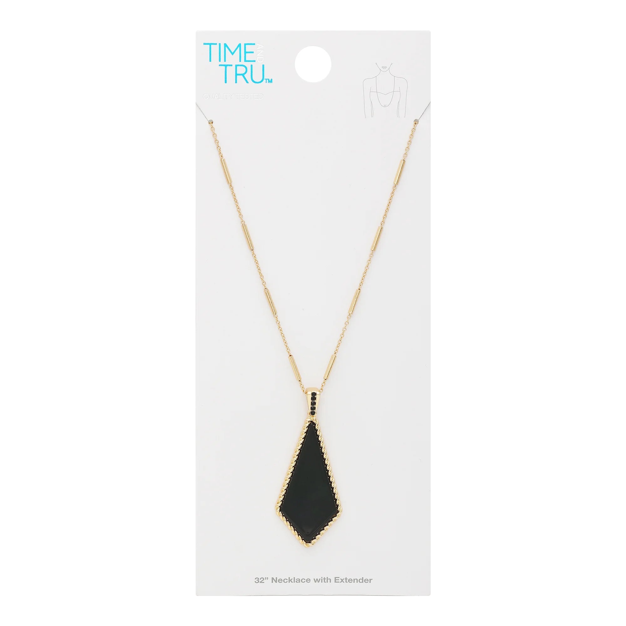 Time and Tru Women's Gold Tone Kite Shaped Pendant Necklace |  WTWL1099XA