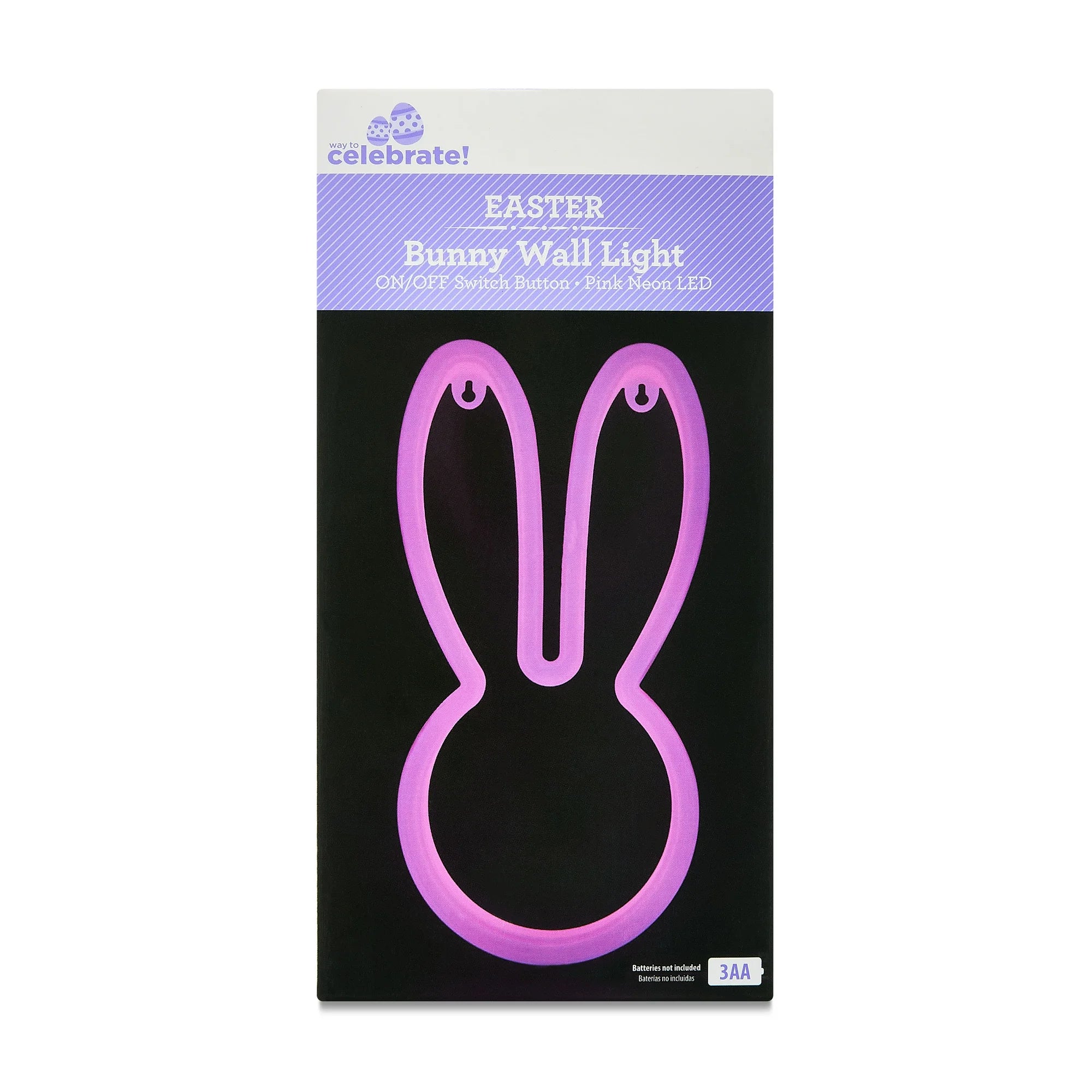 Easter Pink Neon Bunny Wall Light, by Way To Celebrate | WTWL881XA