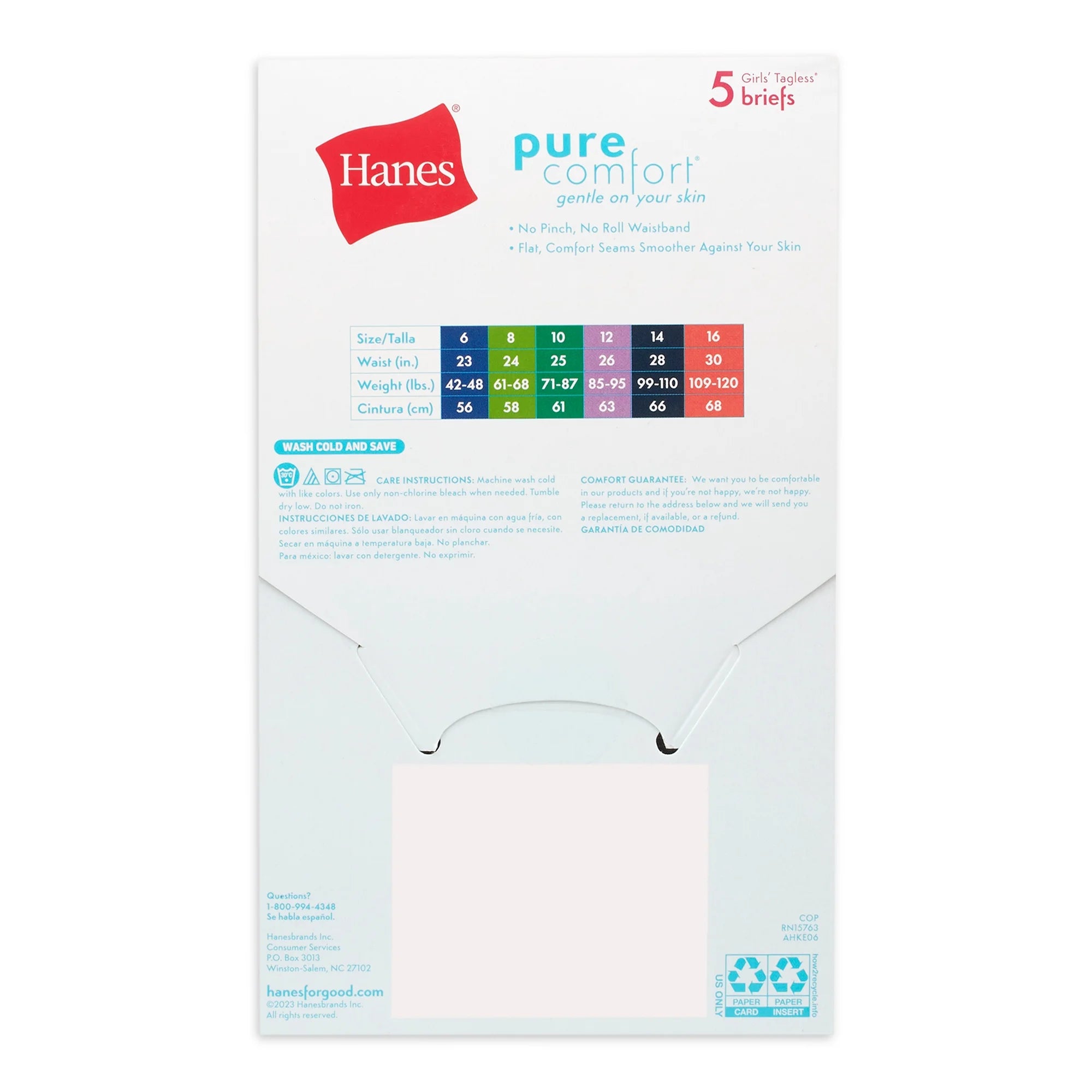 Hanes Girls' Pure Comfort Microfiber Brief, 5 Pack | WTWL1037XA