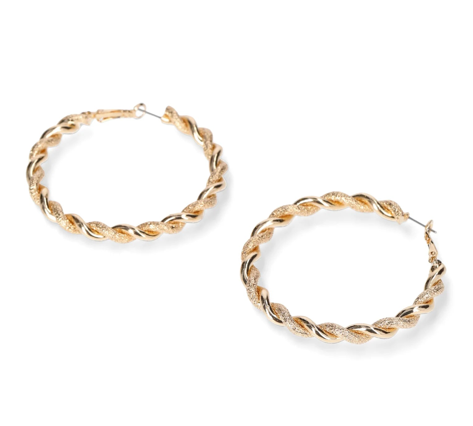 Madden NYC Women's Fashion Gold Tone Openwork Large Hoop Earrings | WTWL621XB