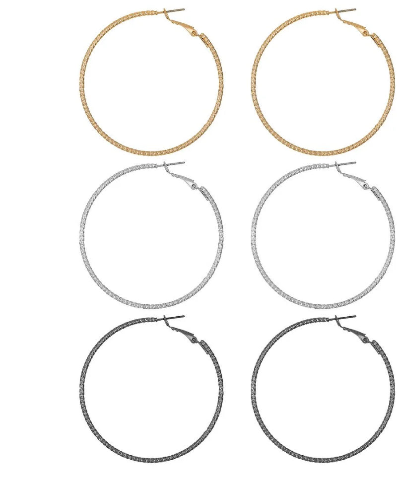 Time and Tru Women's Mixed Metal Endless Hoop Collection, 3 Pairs | WTWL303XA