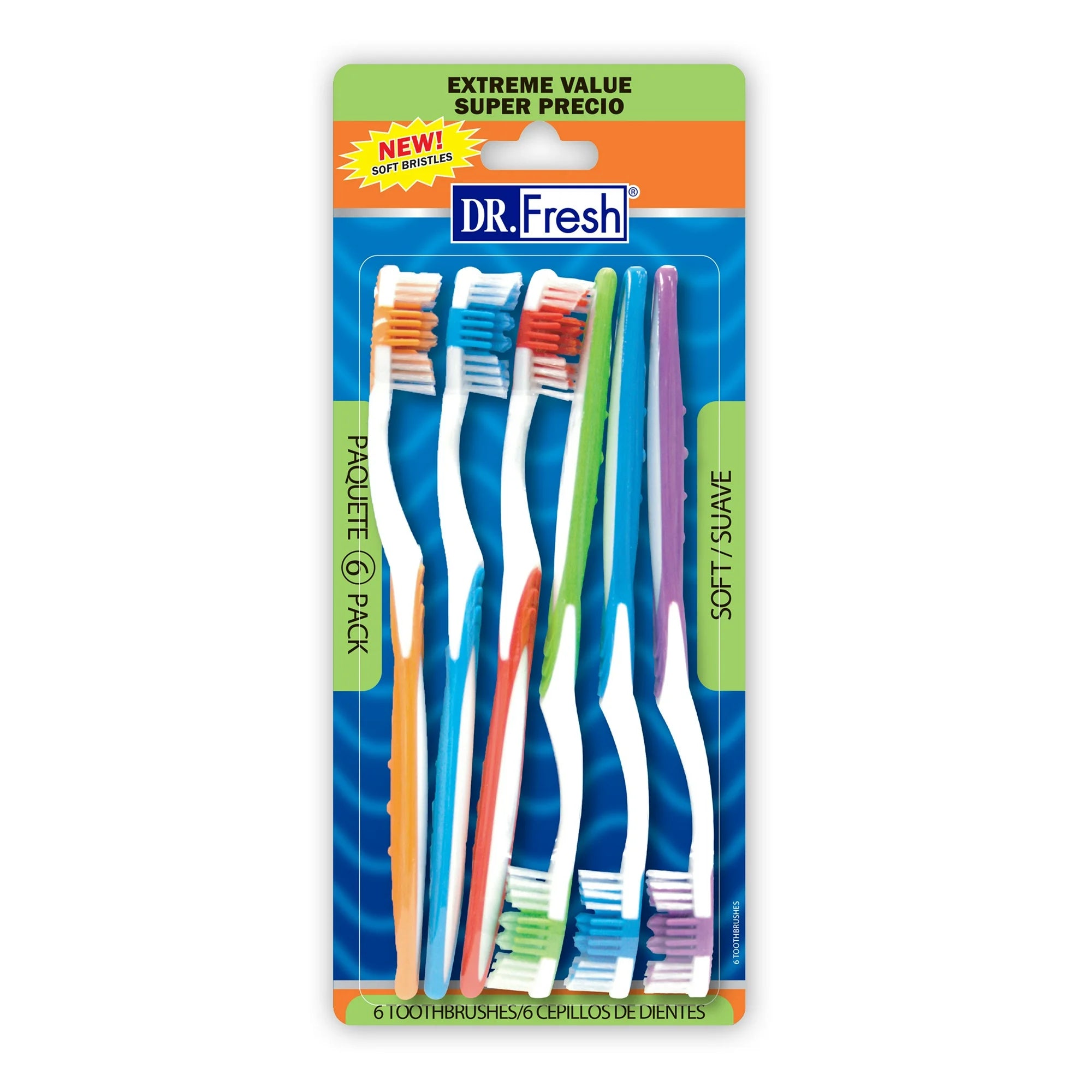 Dr. Fresh Toothbrushes with Tongue Cleaner for Adults, Soft, 6 Count | WTWL422XA