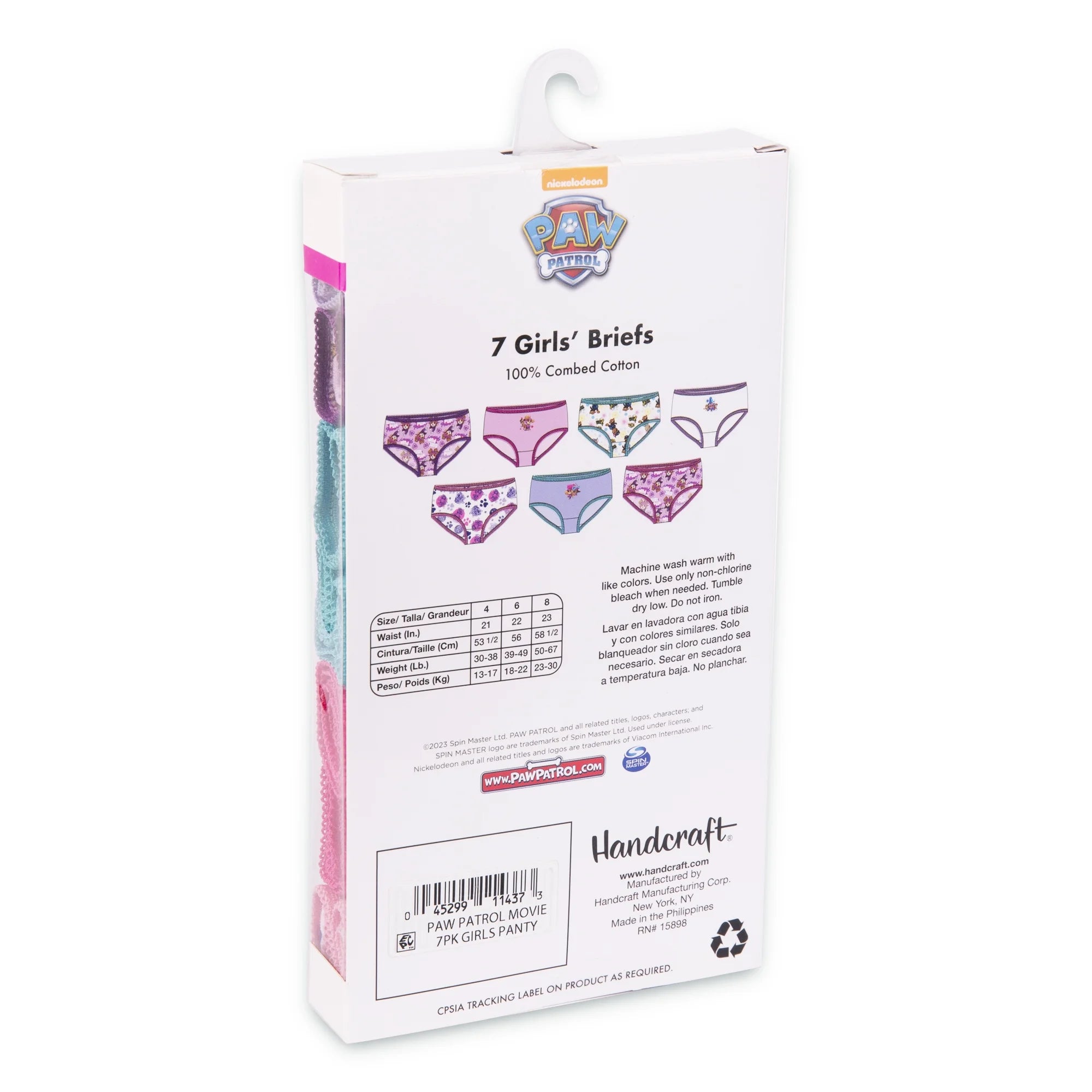 Paw Patrol Girls Cotton Brief Character Underwear, 7-Pack, Size 4-6 |  WTWL1023XA