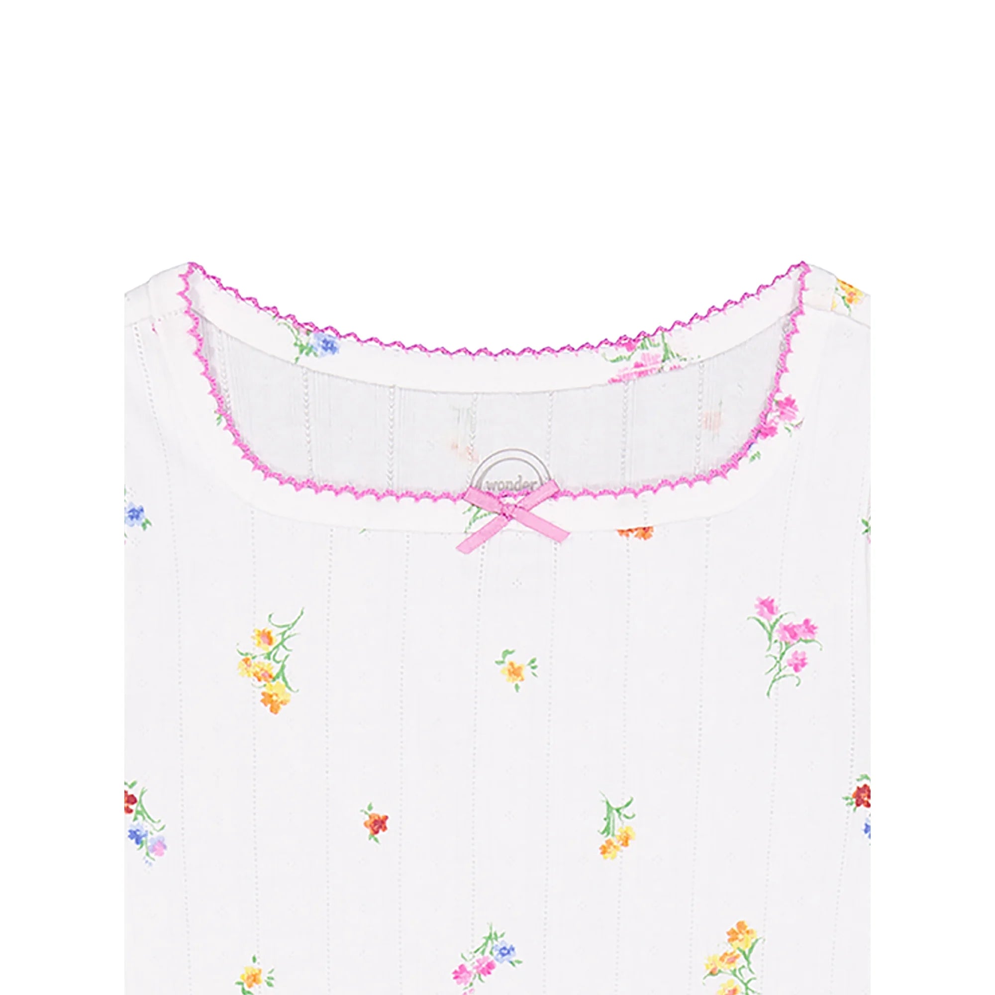 Wonder Nation Girls Short Sleeve Pointelle Trim Shirt | WTWL1008XA