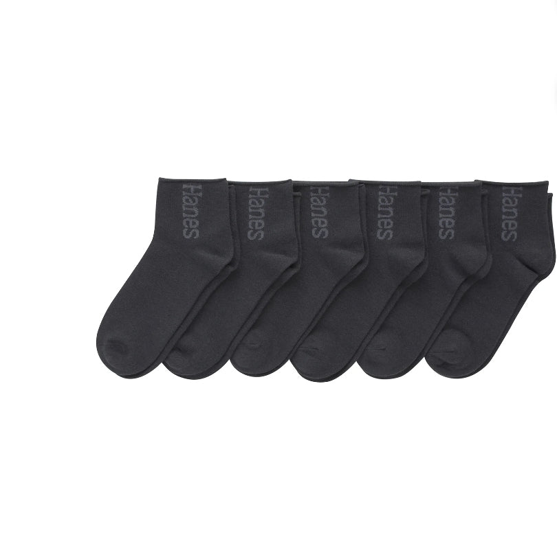 Hanes Women's Originals Supersoft Mid Crew Flat Knit Socks, Extended Size 6-Pack | WTWL532XA