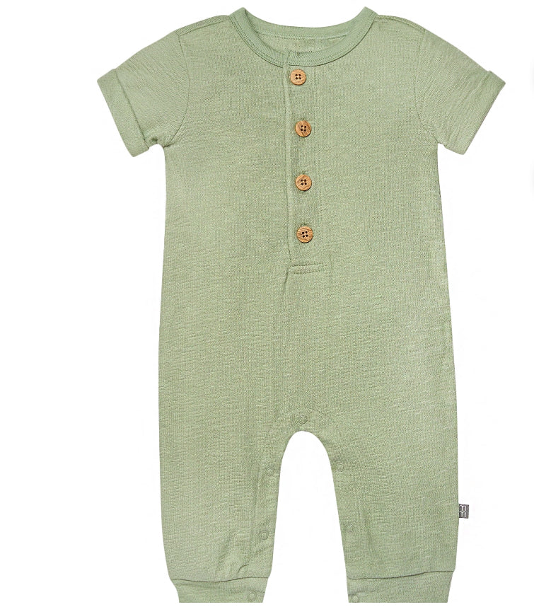Modern Moments by Gerber Gender Neutral Short Sleeve Henley Romper, Sizes 0/3 Months - 24 Months | WTWL979XB