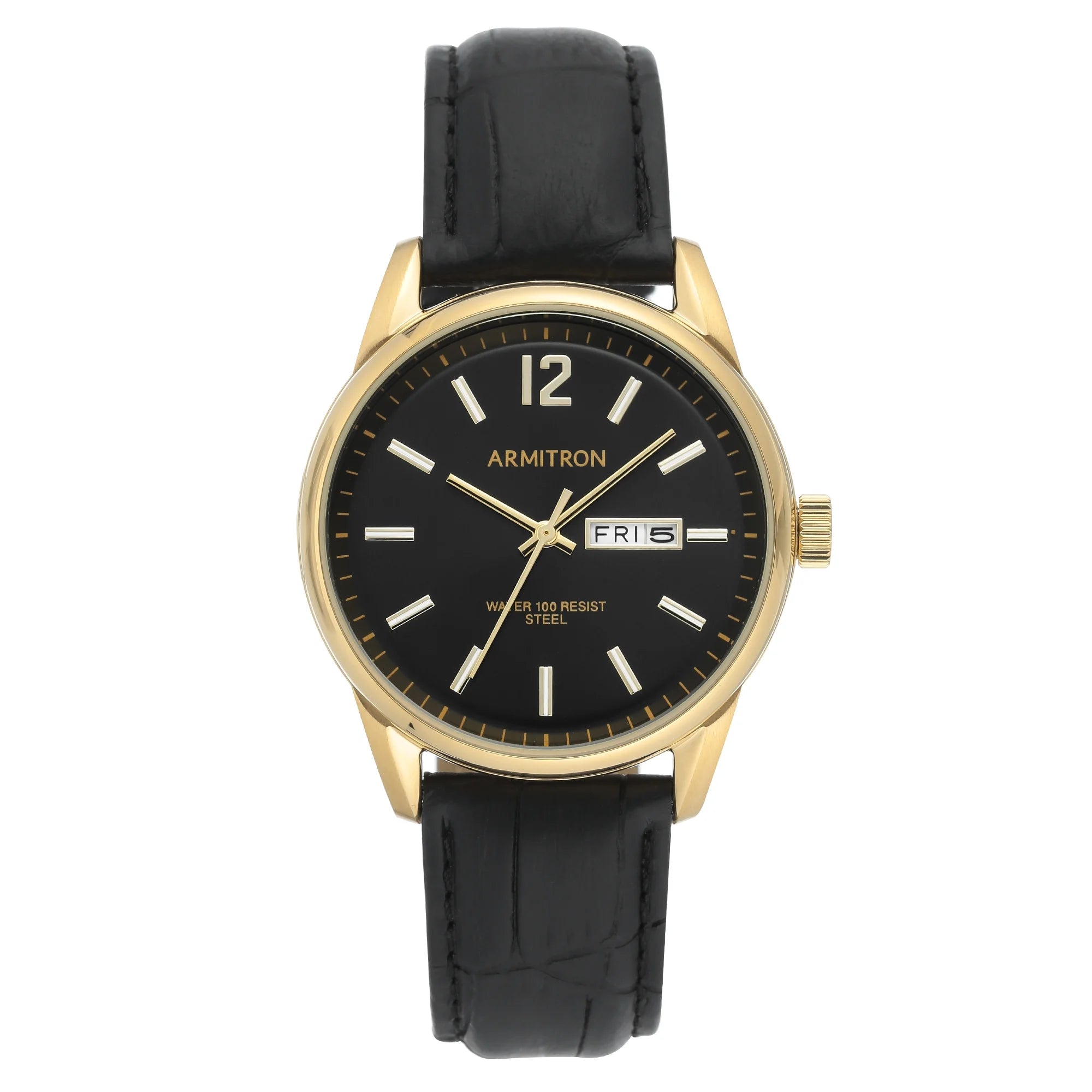 Armitron Men's Day Date Black Leather Strap Dress Watch |  WTWL795XA