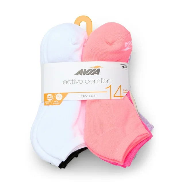 Avia Women's Cushion Sole Arch Support Low Cut Socks, 14-Pack | WTWL485XA