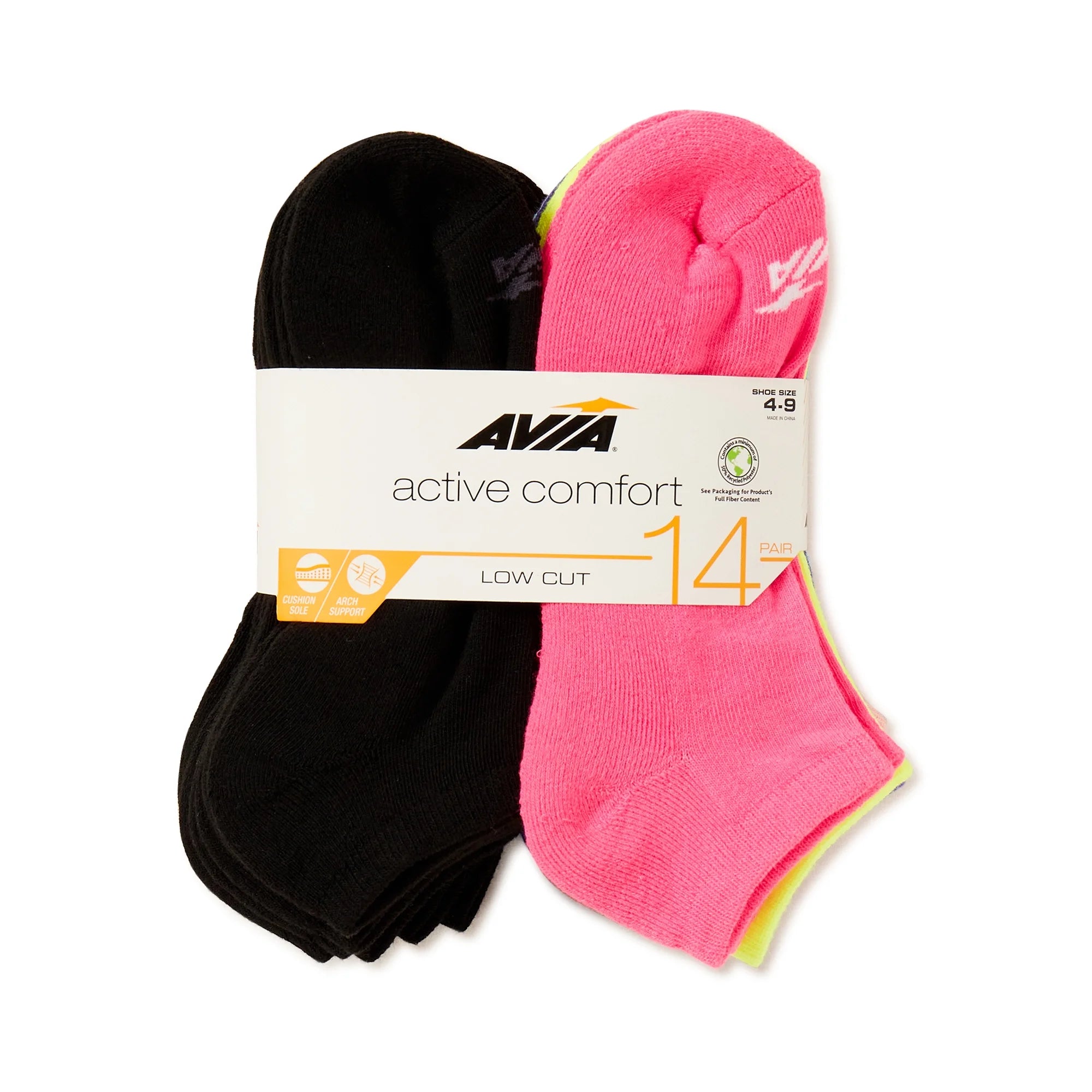 Avia Women's Cushion Sole Arch Support Low Cut Socks, 14-Pack | WTWL487XA