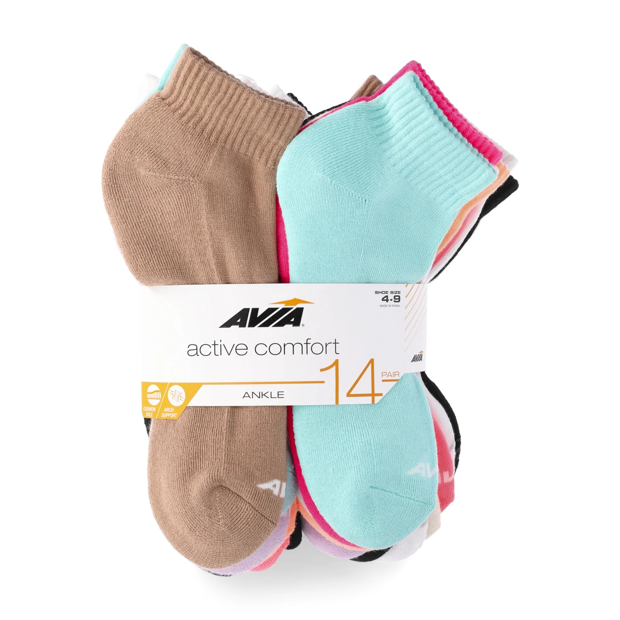 Avia Women's Cushioned Sole Arch Support No Show Socks, 14-Pack | WTWL486XA