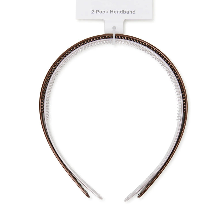 Time and Tru Women's Hair Headbands 2-Pack, Ivory Brown | WTWL383XA