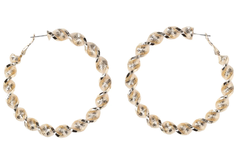 Madden NYC Women's Fashion Gold-Tone Twist Large Hoop Earrings | WTWL619XB