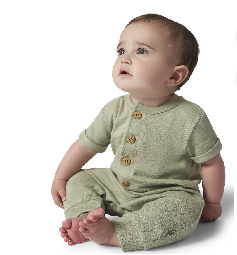 Modern Moments by Gerber Gender Neutral Short Sleeve Henley Romper, Sizes 0/3 Months - 24 Months | WTWL979XB