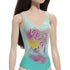 Beach Barbie Doll with Black Hair Wearing Blue One-Piece Swimsuit with Tropical Print | WTWL366XA