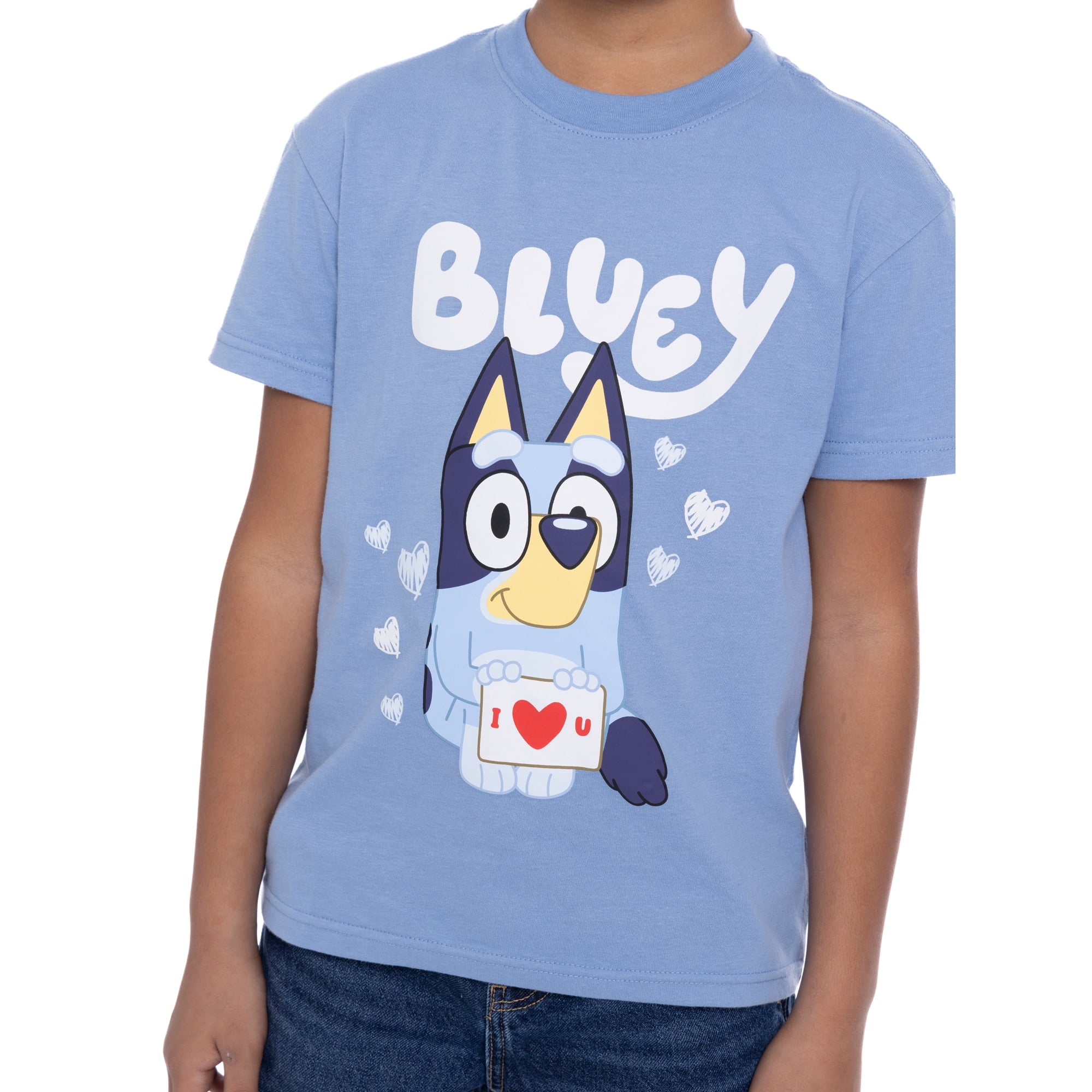 Bluey Kids Family Valentine's Day Short Sleeve T-Shirt | WTWL109XA