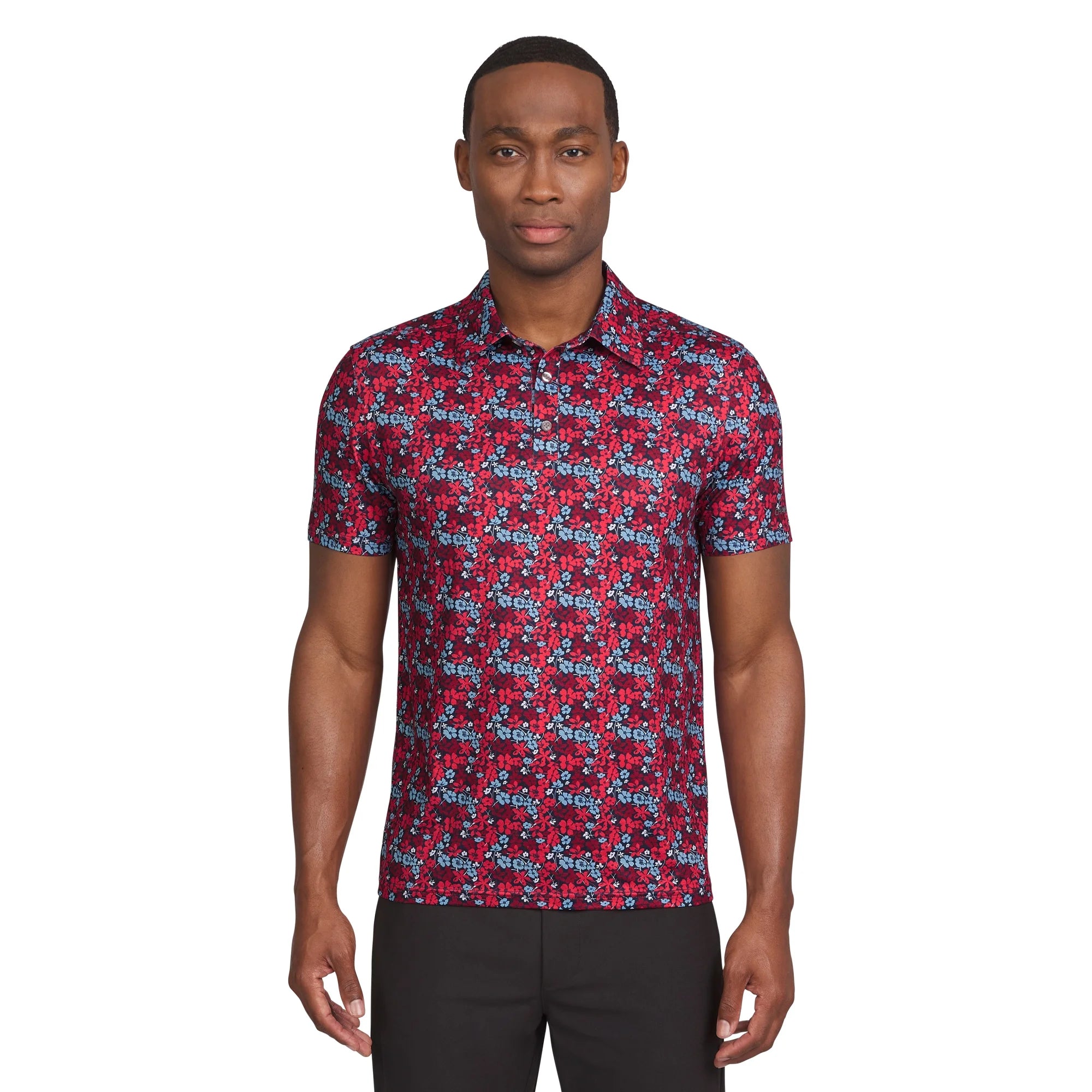 Chaps Golf Men's and Big Men's Classic Fit Short Sleeve Floral Printed Polo Shirt, Sizes S-5XL |   WTWL751XA