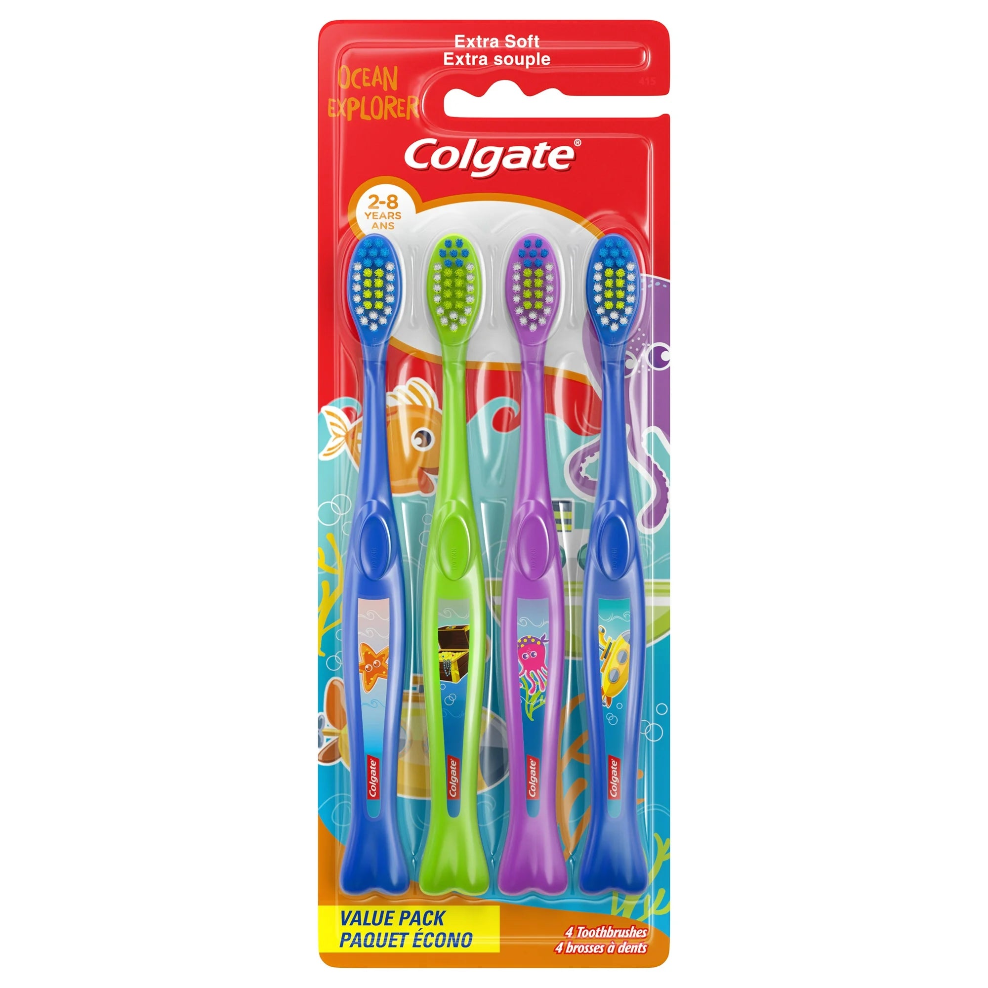 Colgate Kids Toothbrush Value Pack, Ocean Explorer, Extra Soft, 4 Pack | WTWL642XA