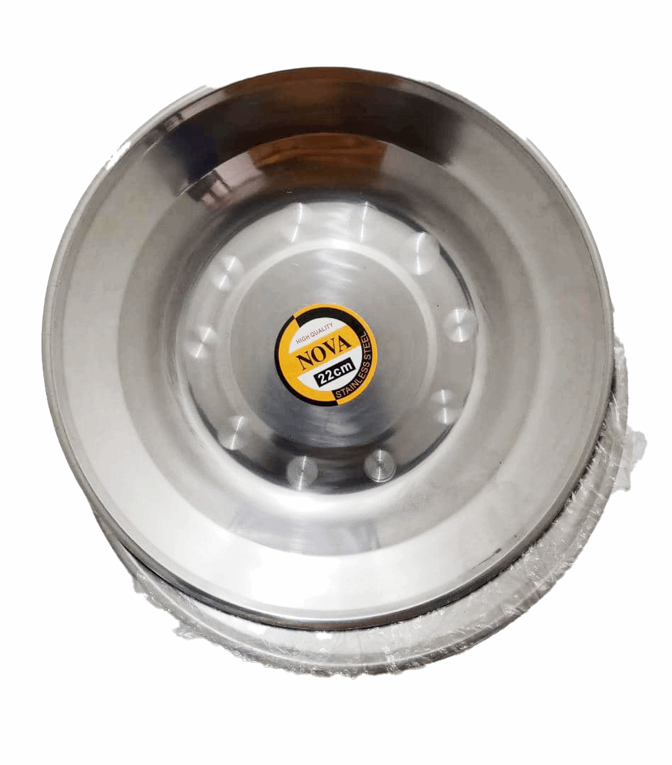 1 dozen 22cm Nova Stainless Flat Plate (Pack of 12 Plates)