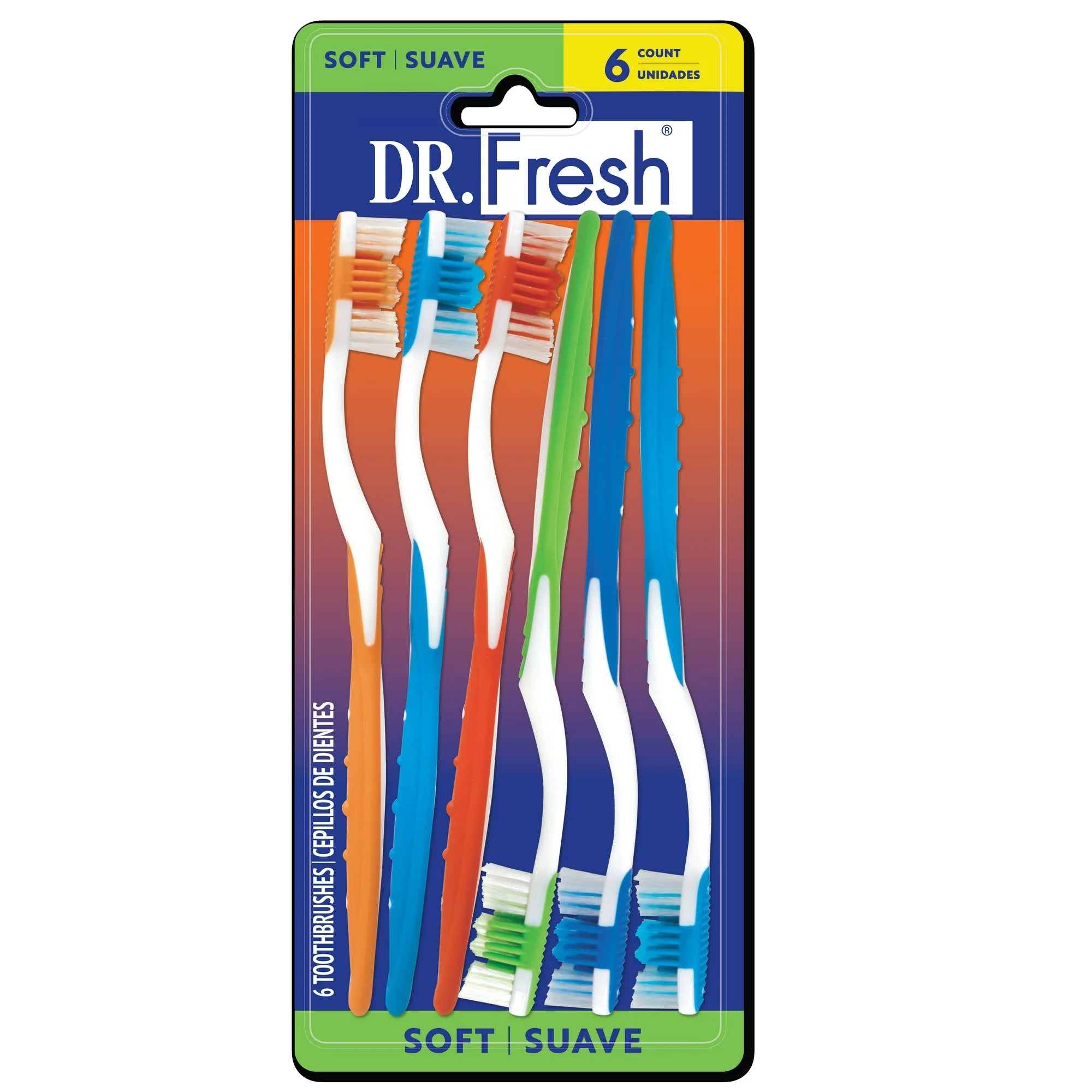 Dr. Fresh Toothbrushes with Tongue Cleaner for Adults, Soft, 6 Count | WTWL422XA