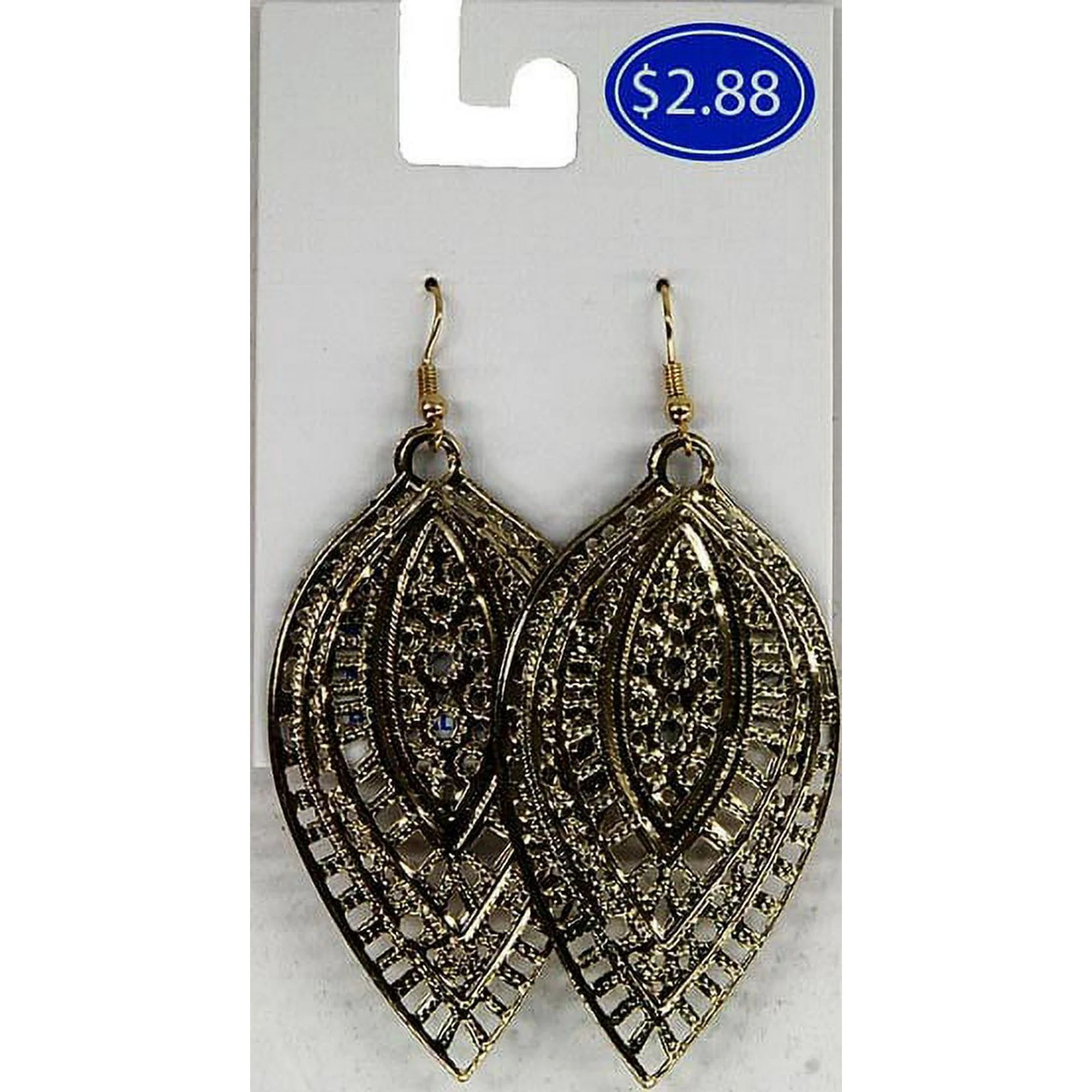 Essentials Earring Gold Leaf Drop Ear |  WTWL231XA