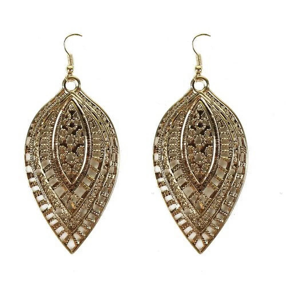 Essentials Earring Gold Leaf Drop Ear |  WTWL231XA