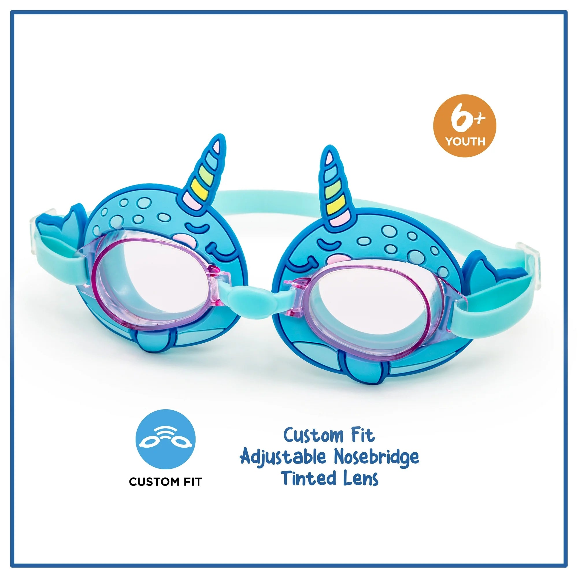 Eye Pop Blue Narwhal Swim Goggle for Children, Unisex | WTWL407XA