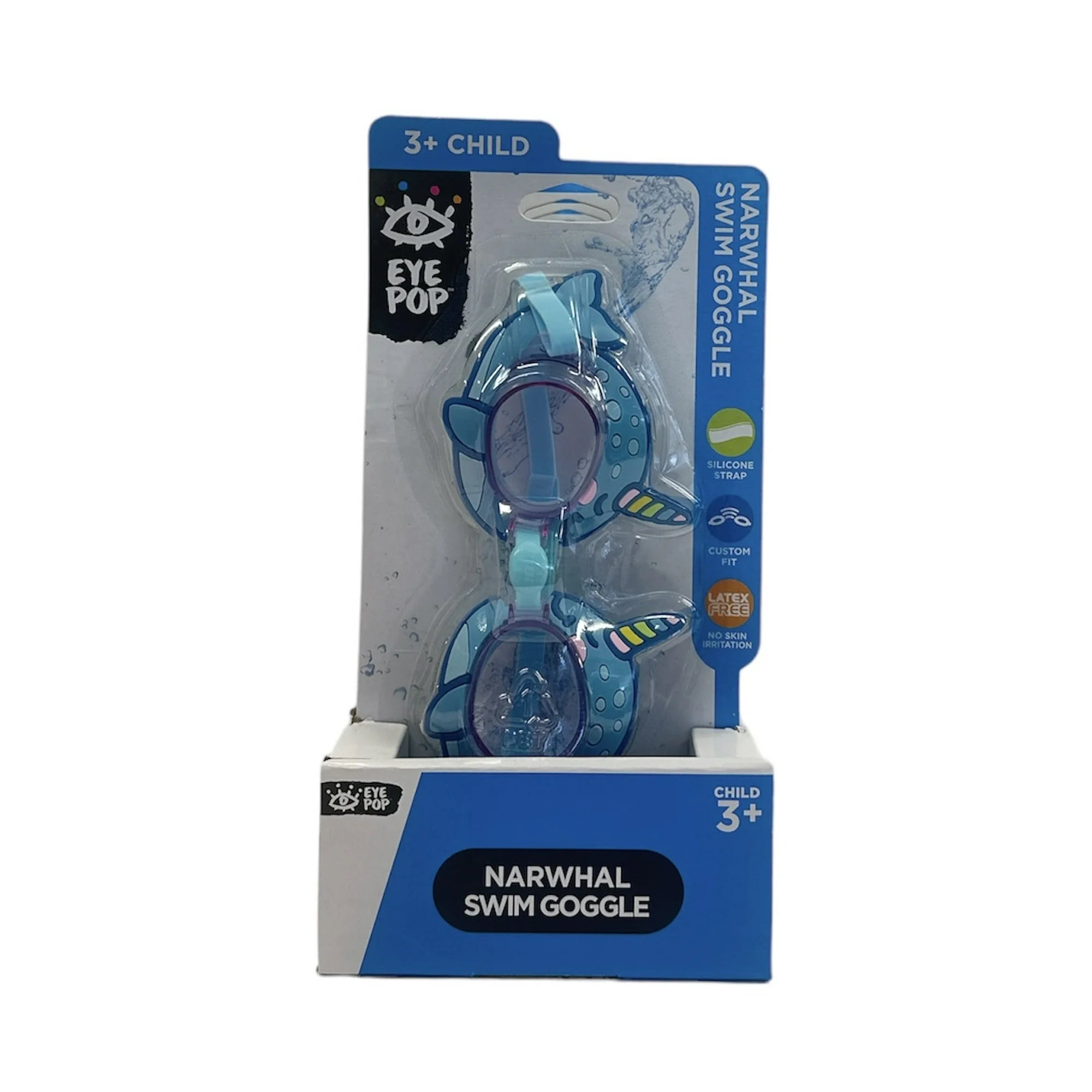 Eye Pop Blue Narwhal Swim Goggle for Children, Unisex | WTWL407XA