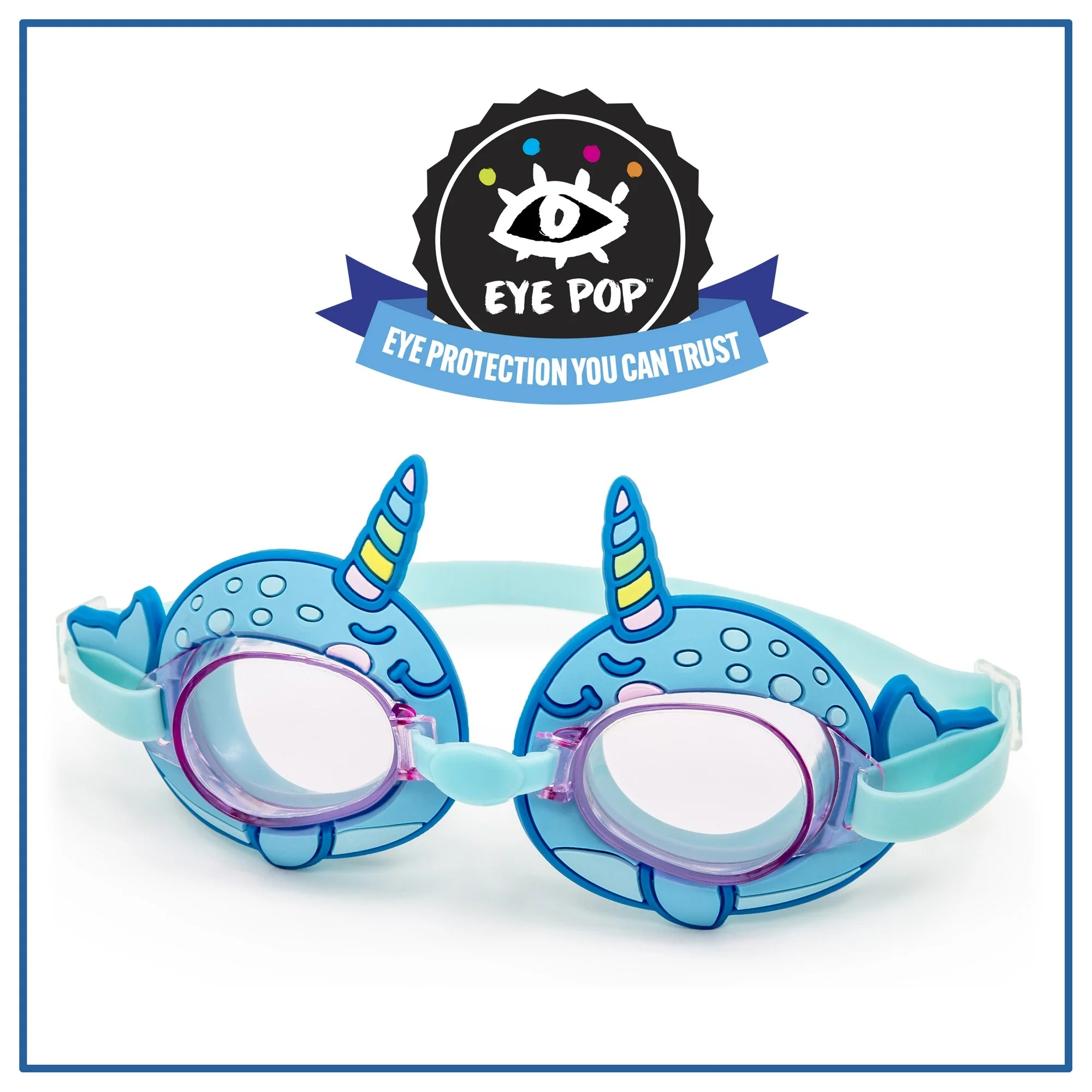 Eye Pop Blue Narwhal Swim Goggle for Children, Unisex | WTWL407XA