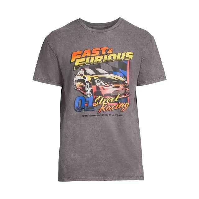 Fast and Furious Men’s Mineral Wash T-Shirt with Short Sleeves | WTWL722XA