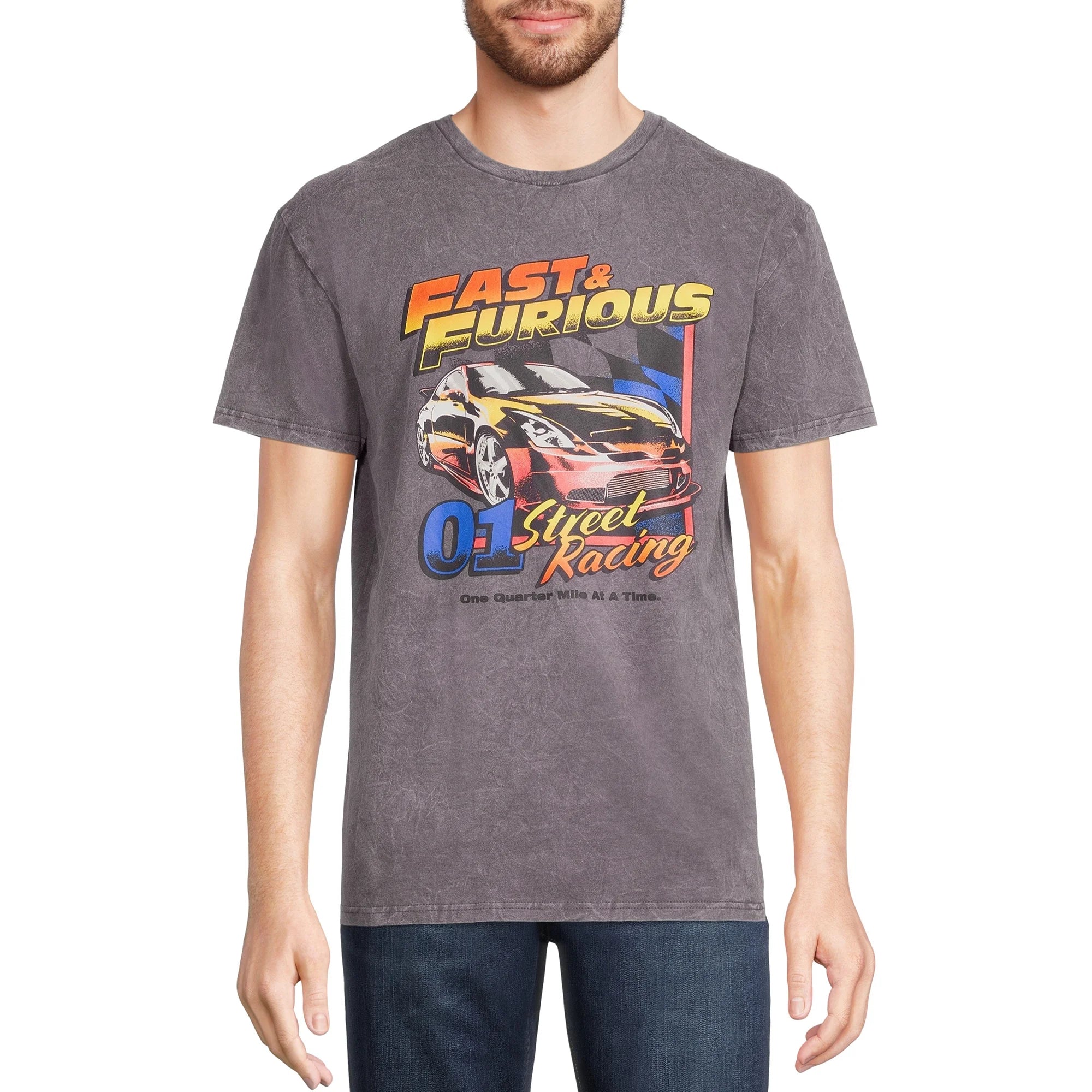 Fast and Furious Men’s Mineral Wash T-Shirt with Short Sleeves | WTWL722XA
