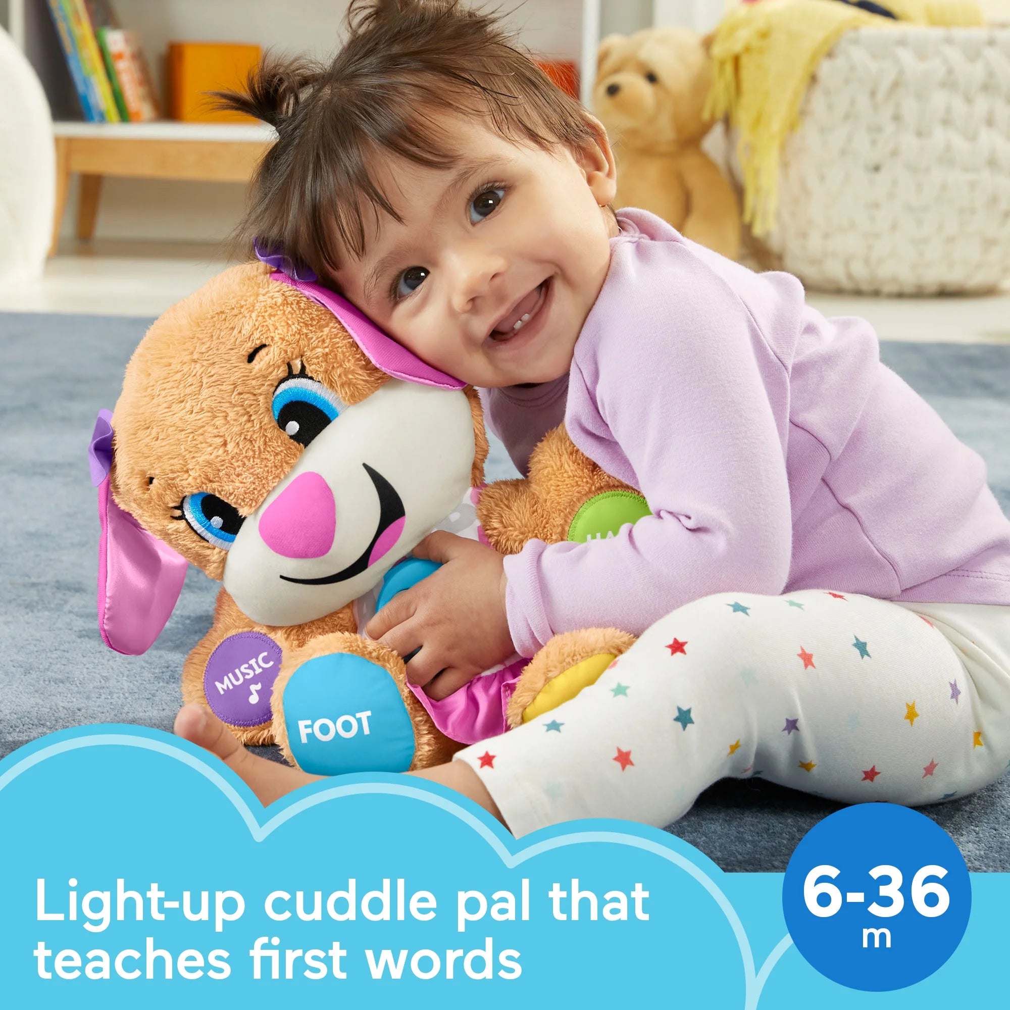 Fisher-Price Laugh & Learn Smart Stages Sis Puppy Plush Learning Toy for Baby, Infants and Toddlers, 6 months and up | WTWL601XA