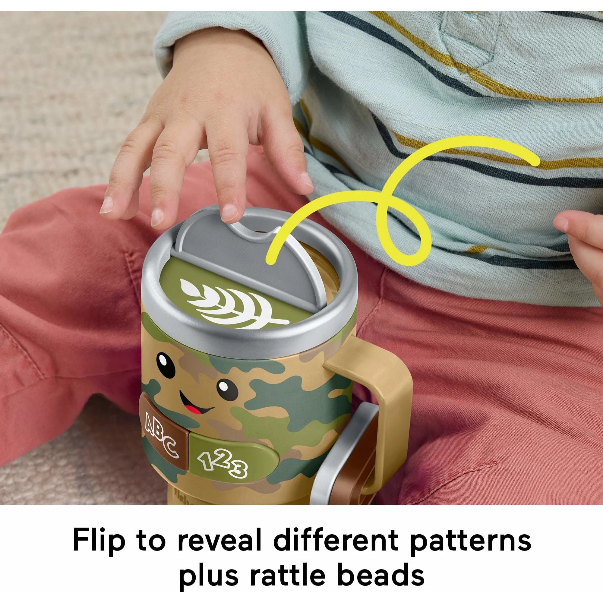 Fisher-Price Laugh & Learn Wake up & Learn Coffee Camo Mug Baby & Toddler Toy with Music & Lights |  WTWL363XA