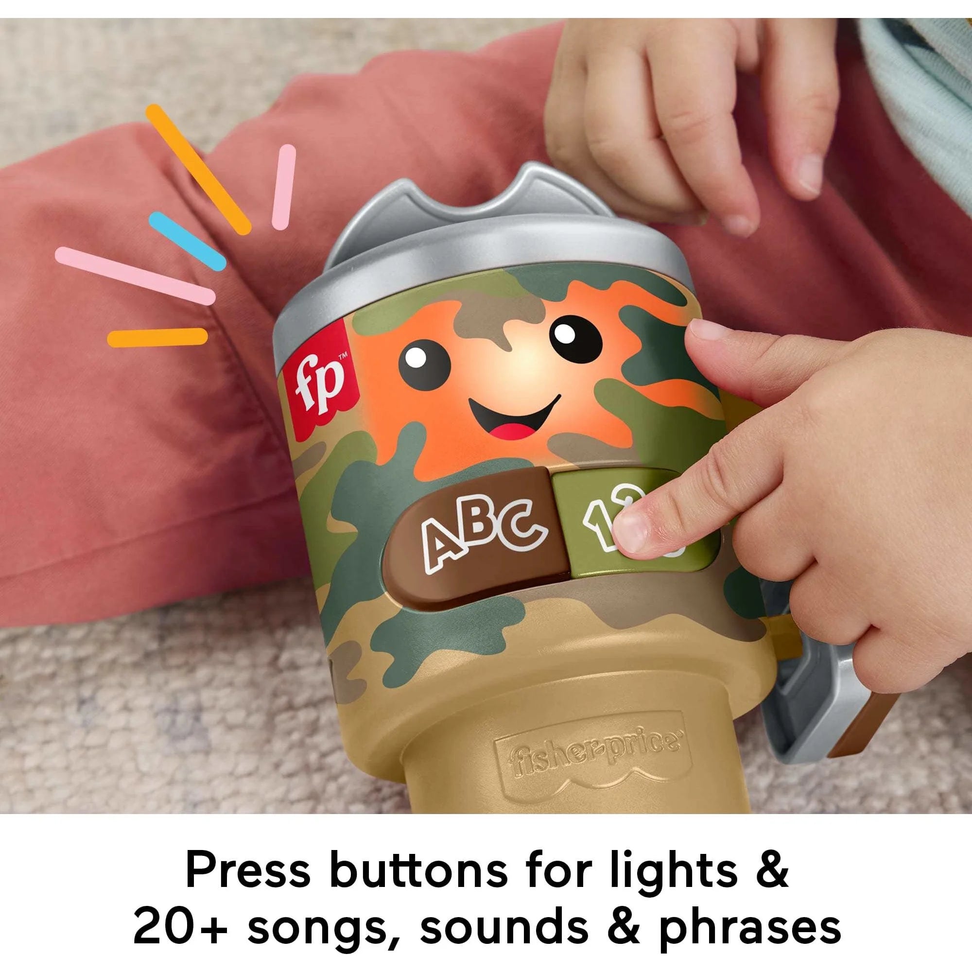 Fisher-Price Laugh & Learn Wake up & Learn Coffee Camo Mug Baby & Toddler Toy with Music & Lights |  WTWL363XA