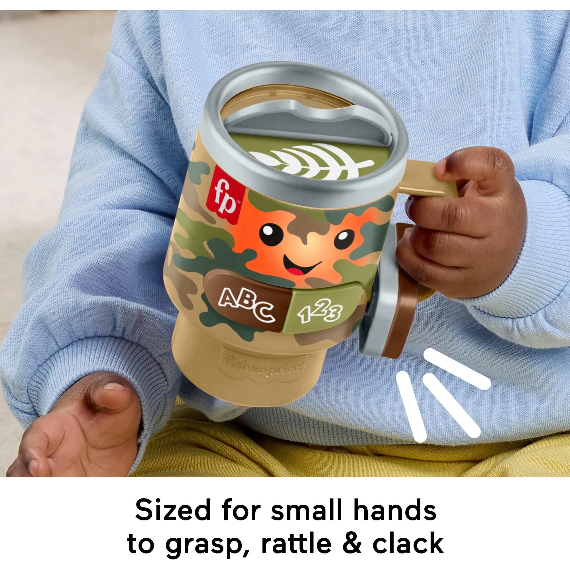 Fisher-Price Laugh & Learn Wake up & Learn Coffee Camo Mug Baby & Toddler Toy with Music & Lights |  WTWL363XA