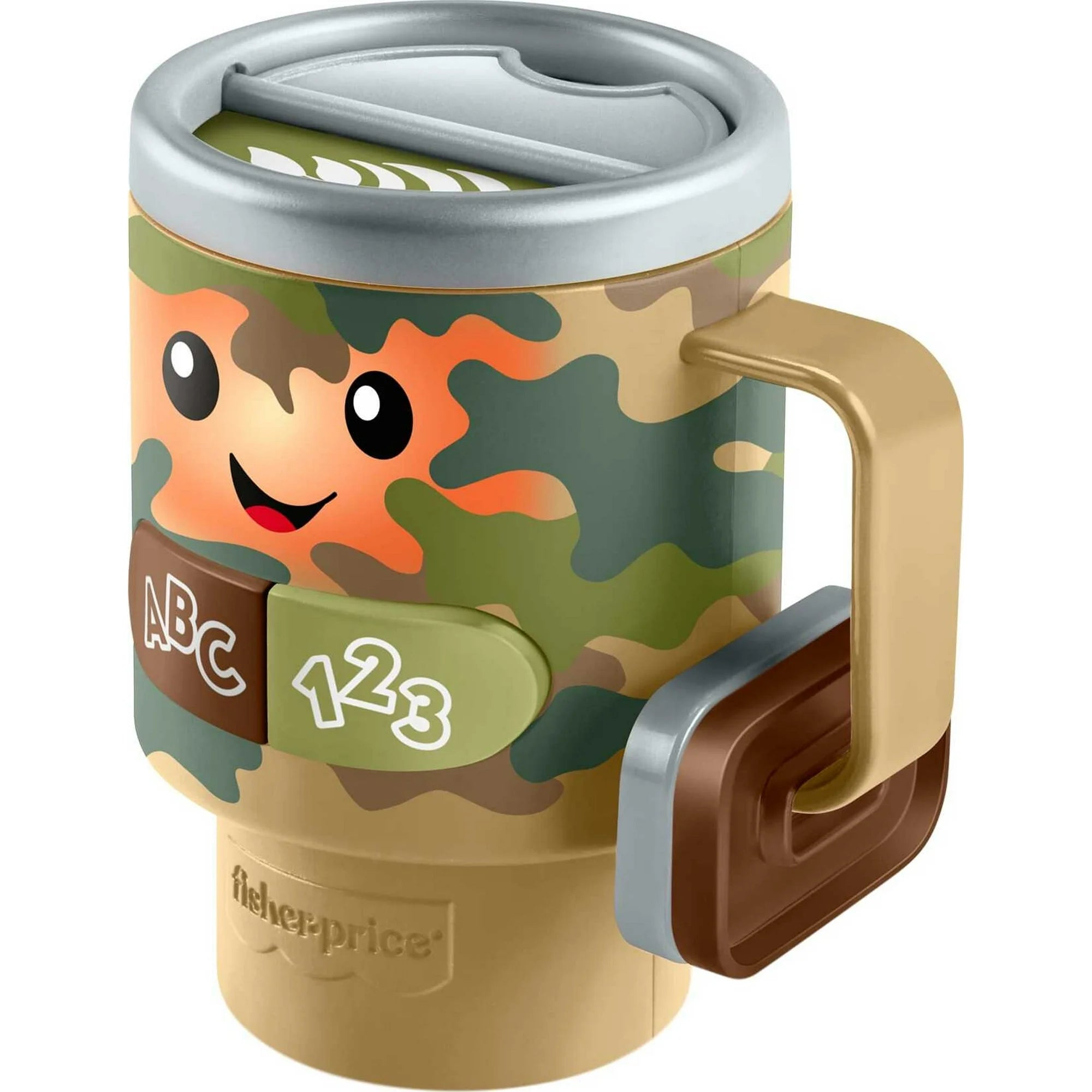 Fisher-Price Laugh & Learn Wake up & Learn Coffee Camo Mug Baby & Toddler Toy with Music & Lights |  WTWL363XA