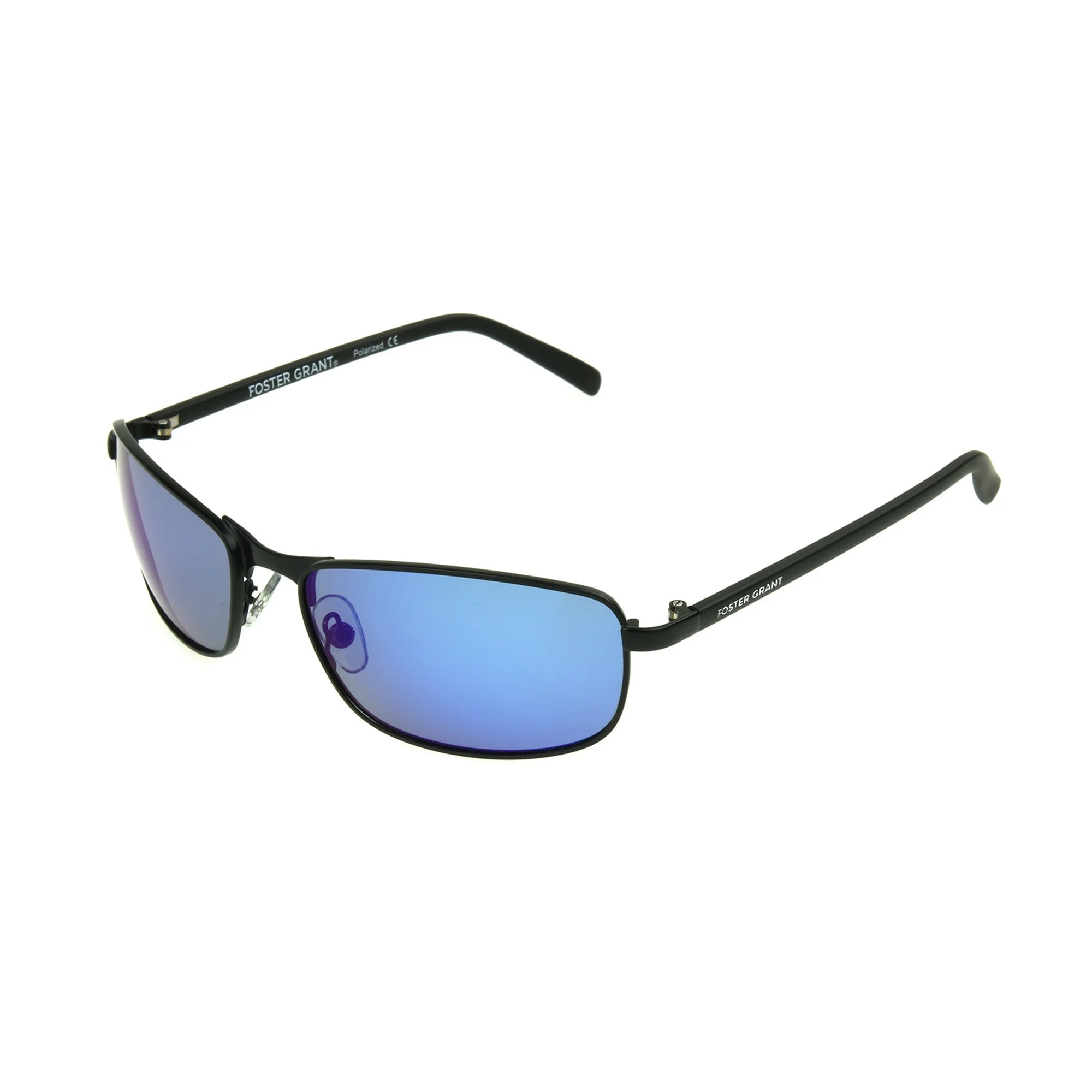 Foster Grant Men's Single Bridge Fashion Sunglasses, Black Blue LL03 | WTWL215XA
