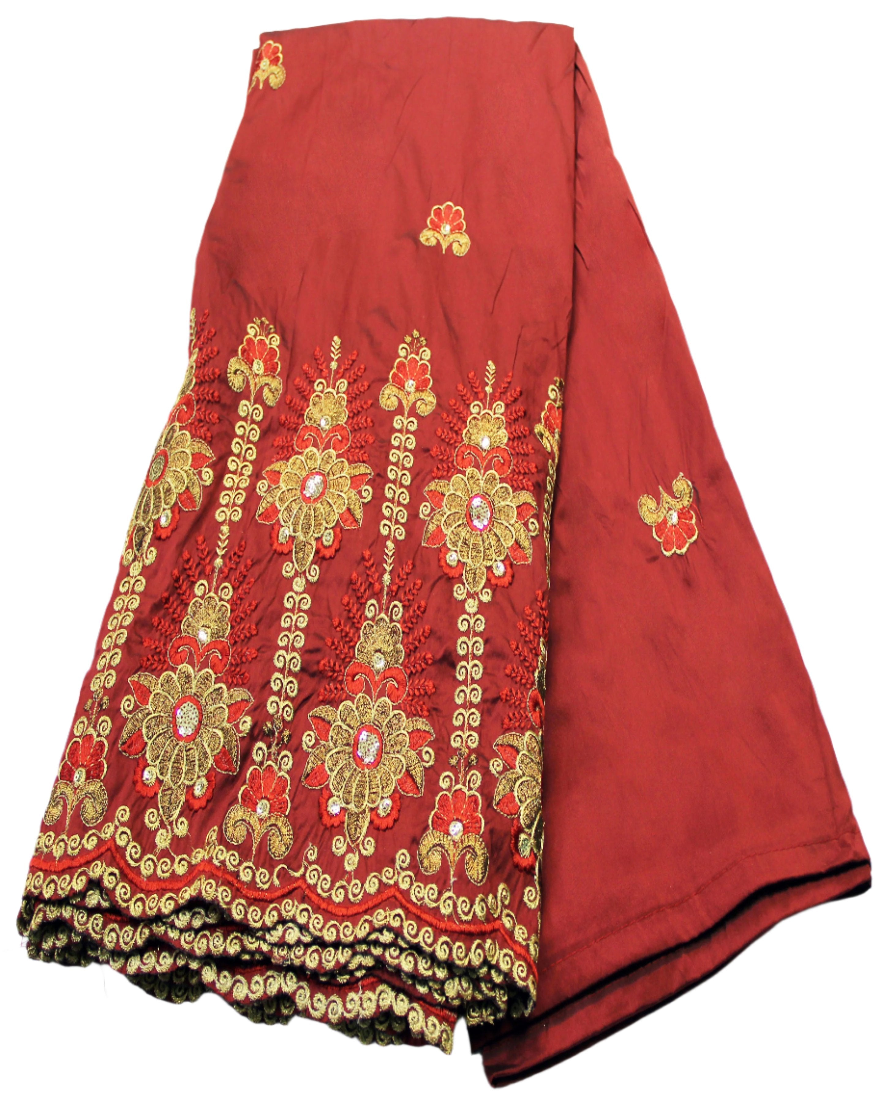 Authentic Embroided Arican Unique Silk George (Wine Red), 5 Yards/Piece | AFTA-GS505S51080A