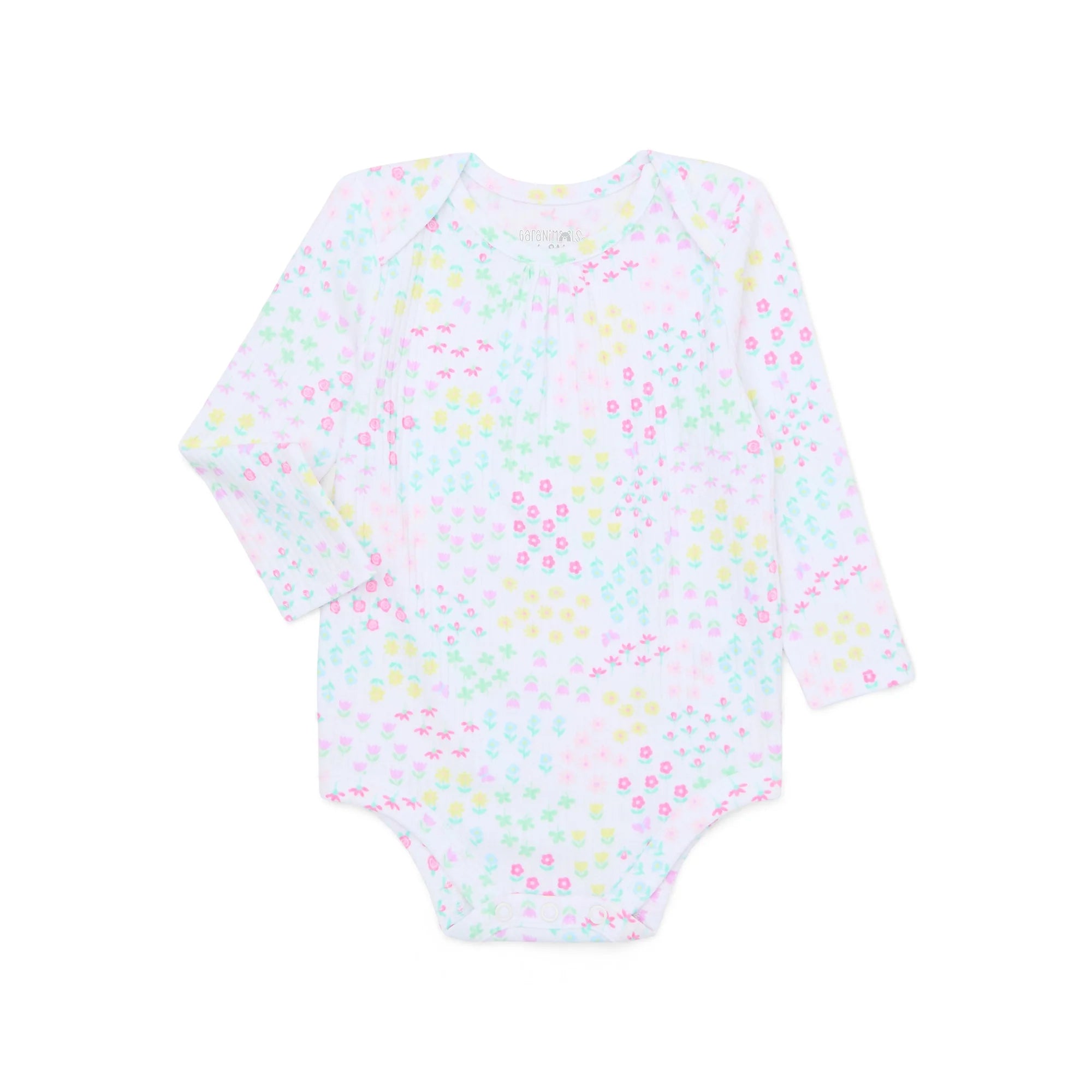 Garanimals Baby Girl Long Sleeve Printed Hacci Rib Bodysuit, Sizes 0-24 Months | WTWL831XA