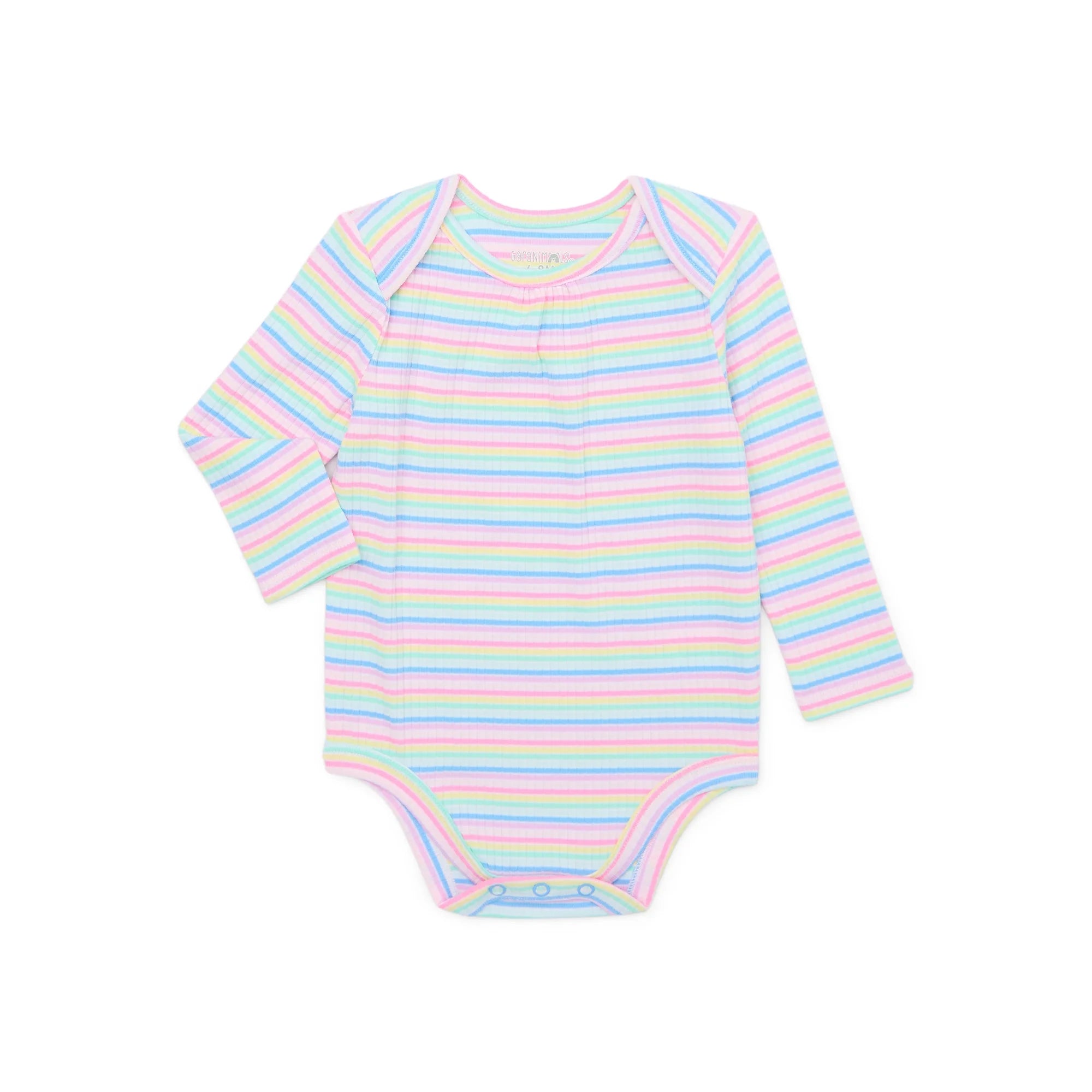 Garanimals Baby Girl Long Sleeve Striped Hacci Rib Bodysuit, Sizes 0-24 Months |  WTWL816XA